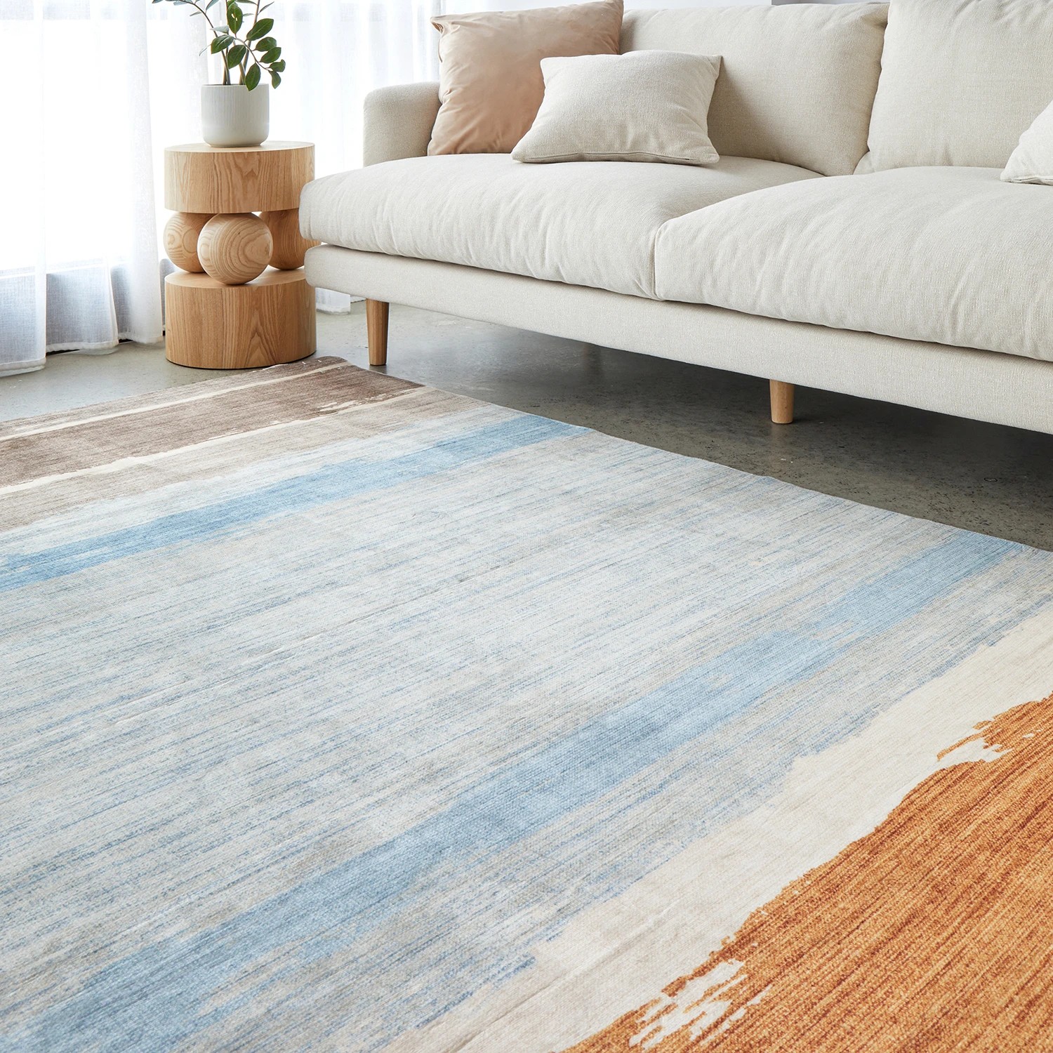 1 Common Ground Rugs Vitality Brody Washable 320x230cm - Extra Large Floor Rug - Beige, 1 of 8