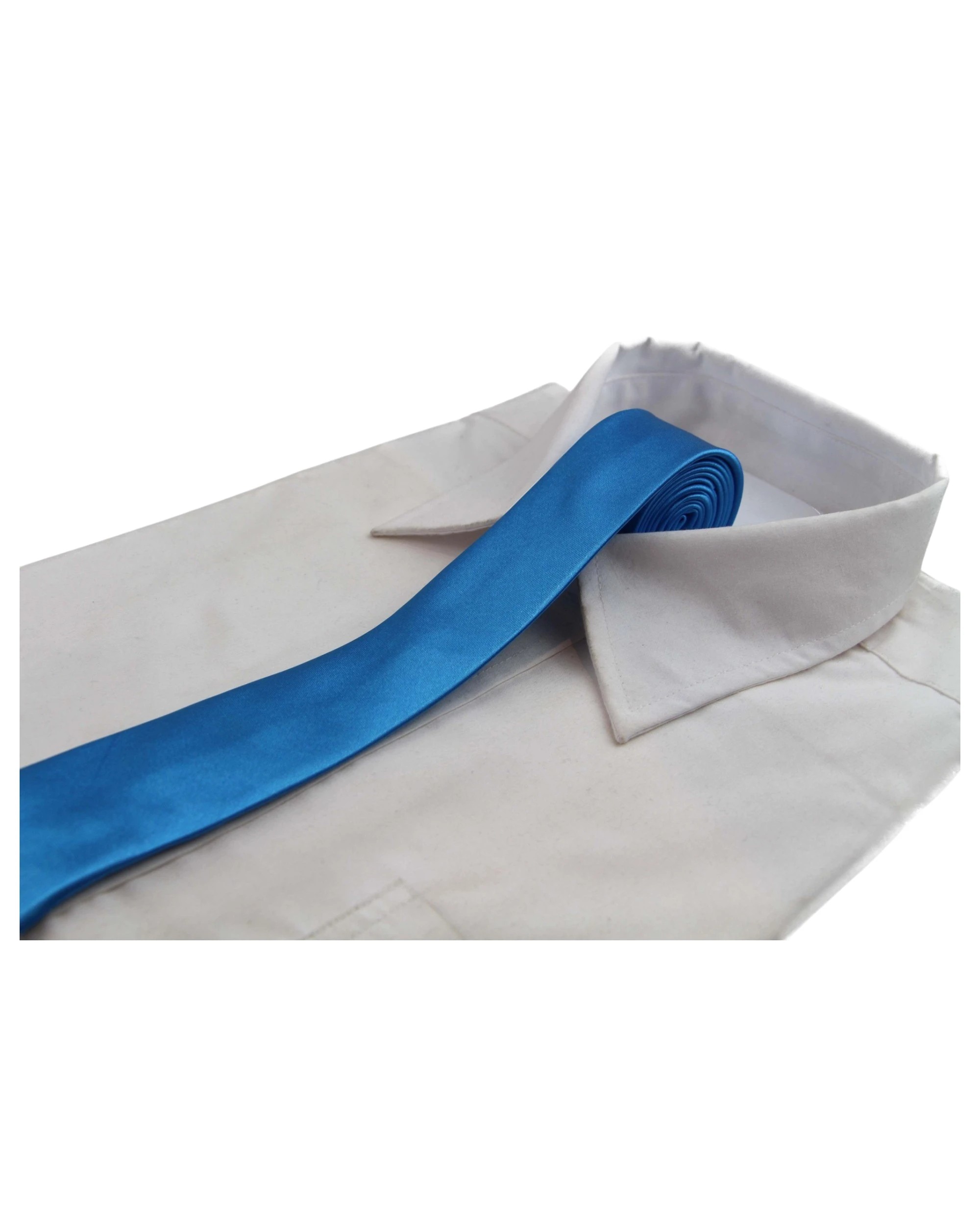 1 Zasel Mens Santorini Blue 5cm Skinny Plain Neck Tie - Blue, 1 of 1
