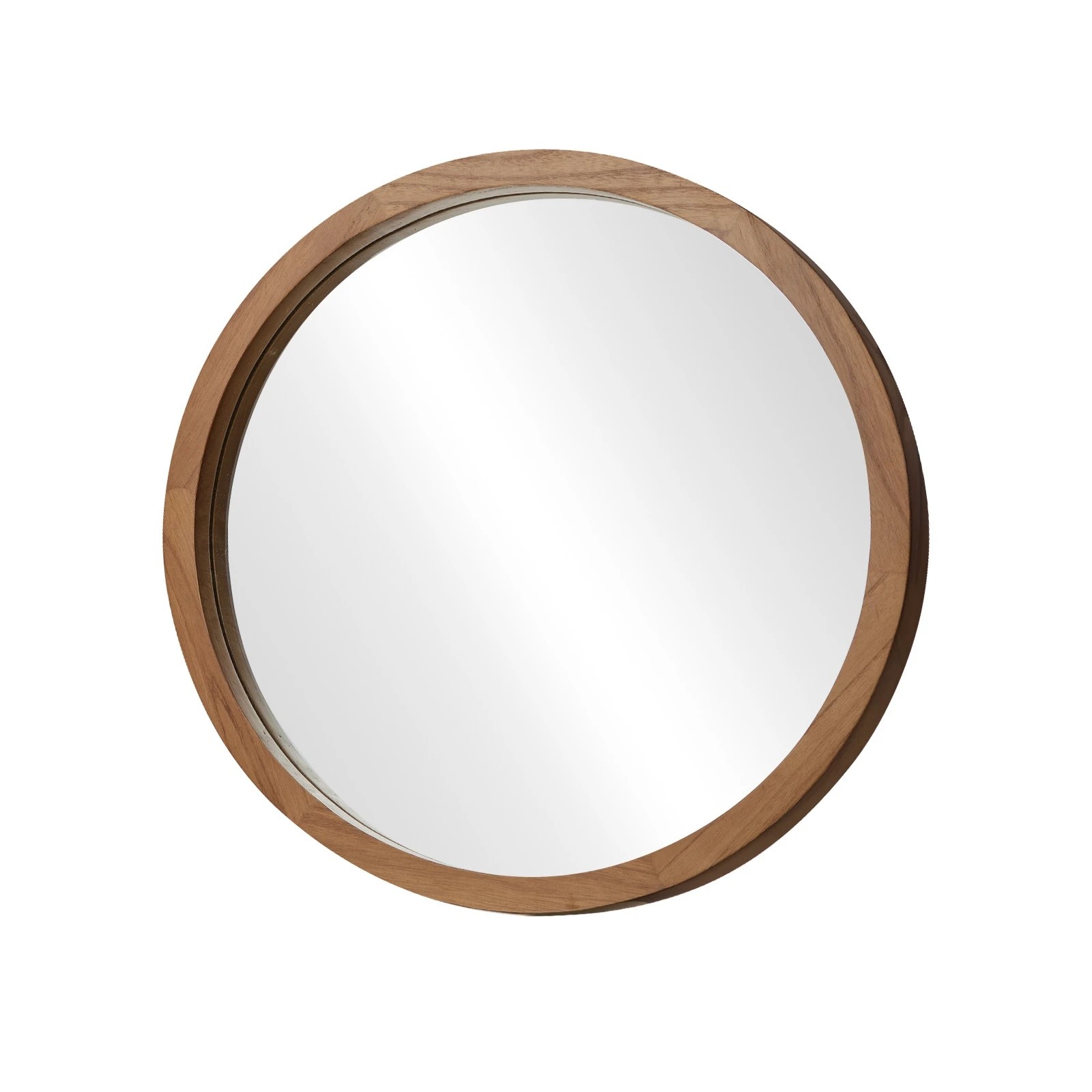1 Oikiture Wall Mirrors 80cm Round Makeup Mirror Vanity Home Decor Frame - Brown, 1 of 7