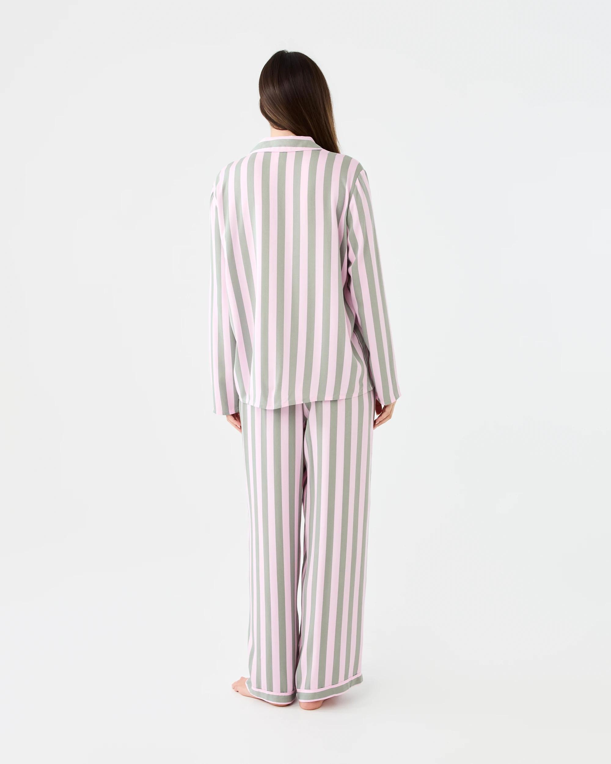 3 Long Sleeve Viscose Twill Pyjama Set Candy Strp, 3 of 7