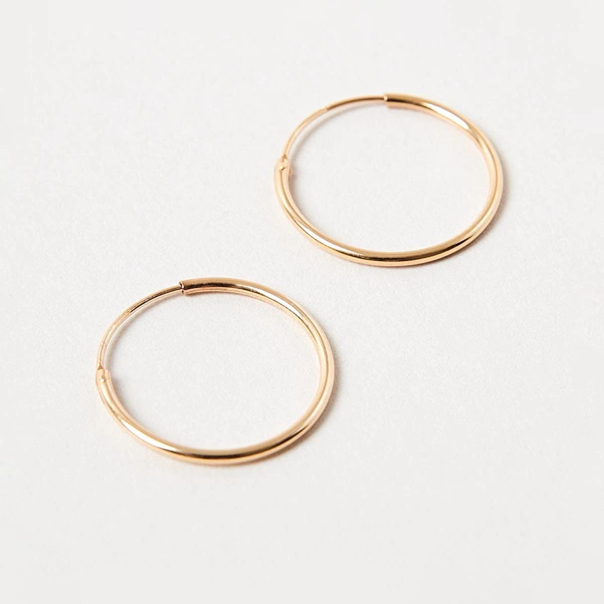 2 Gold Plated Sterling Silver Hoop Earrings - 20mm Gold, 2 of 6