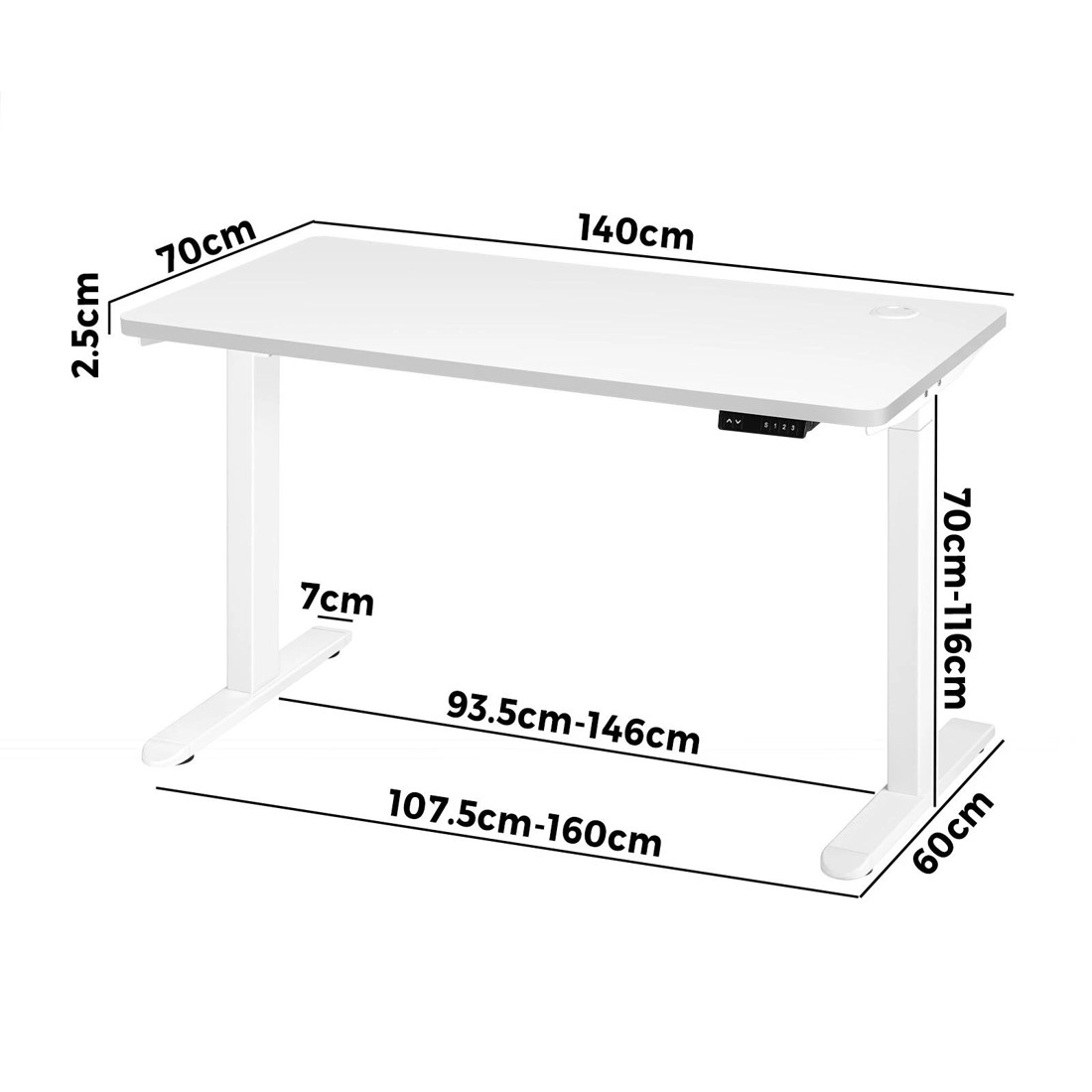 4 Oikiture 140cm Electric Standing Desk Dual Motor
 - White, 4 of 4