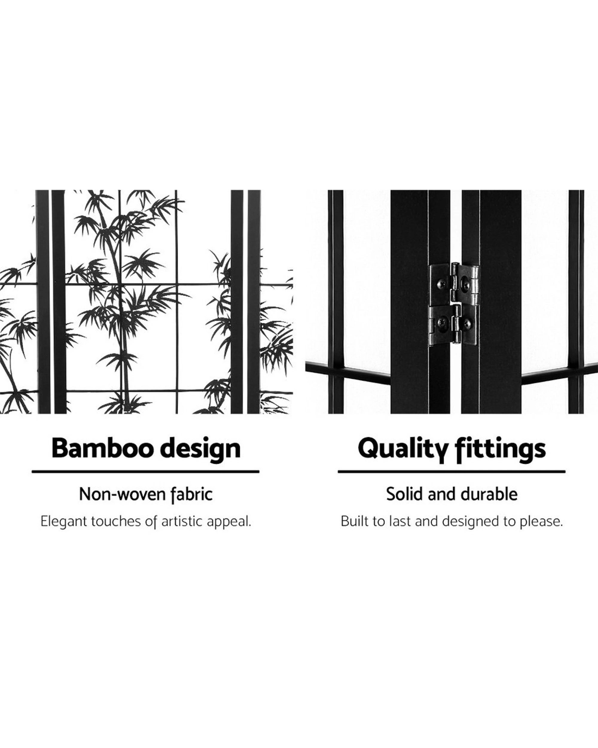 3 Artiss 4 Panel Room Divider Screen 174x179cm
 - Black, 3 of 3