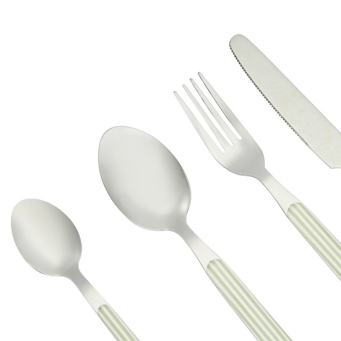 2 16 Piece Sage Stripe Cutlery Set, 2 of 5