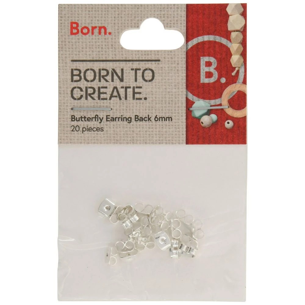 1 Born Butterfly Earring Backs Silver 20 Pieces, 1 of 2