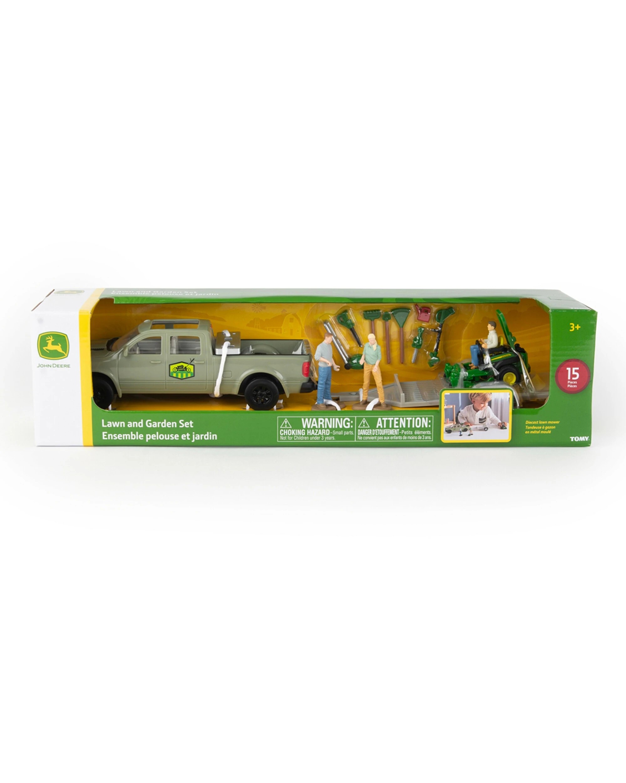 1 John Deere 15pc Lawn And Garden Kids Children Playset 1:32 Scale Toy Set - Green, 1 of 8