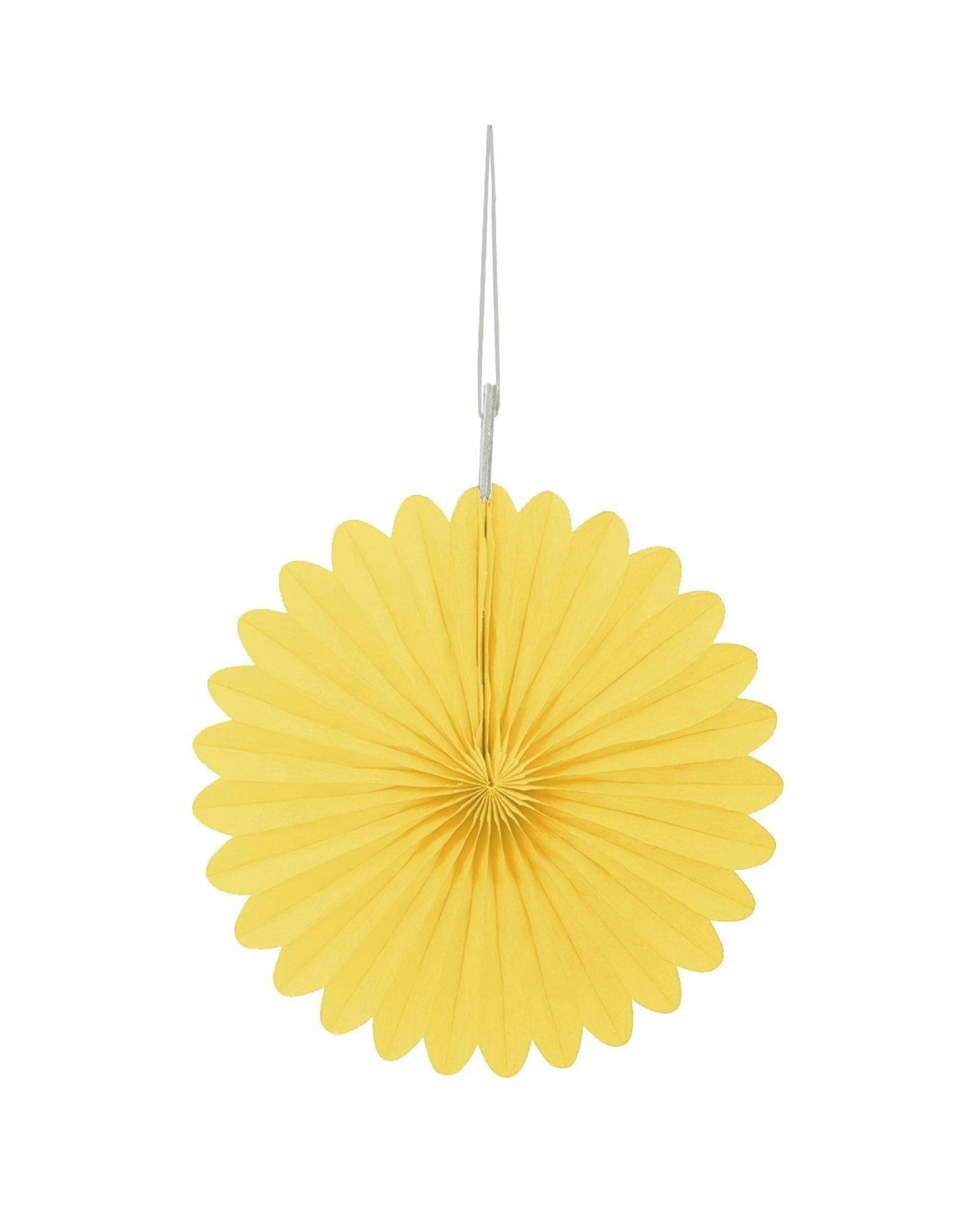 2 Unique Mini Tissue Paper Fan Decorations Pack of 3 - Yellow, 2 of 2