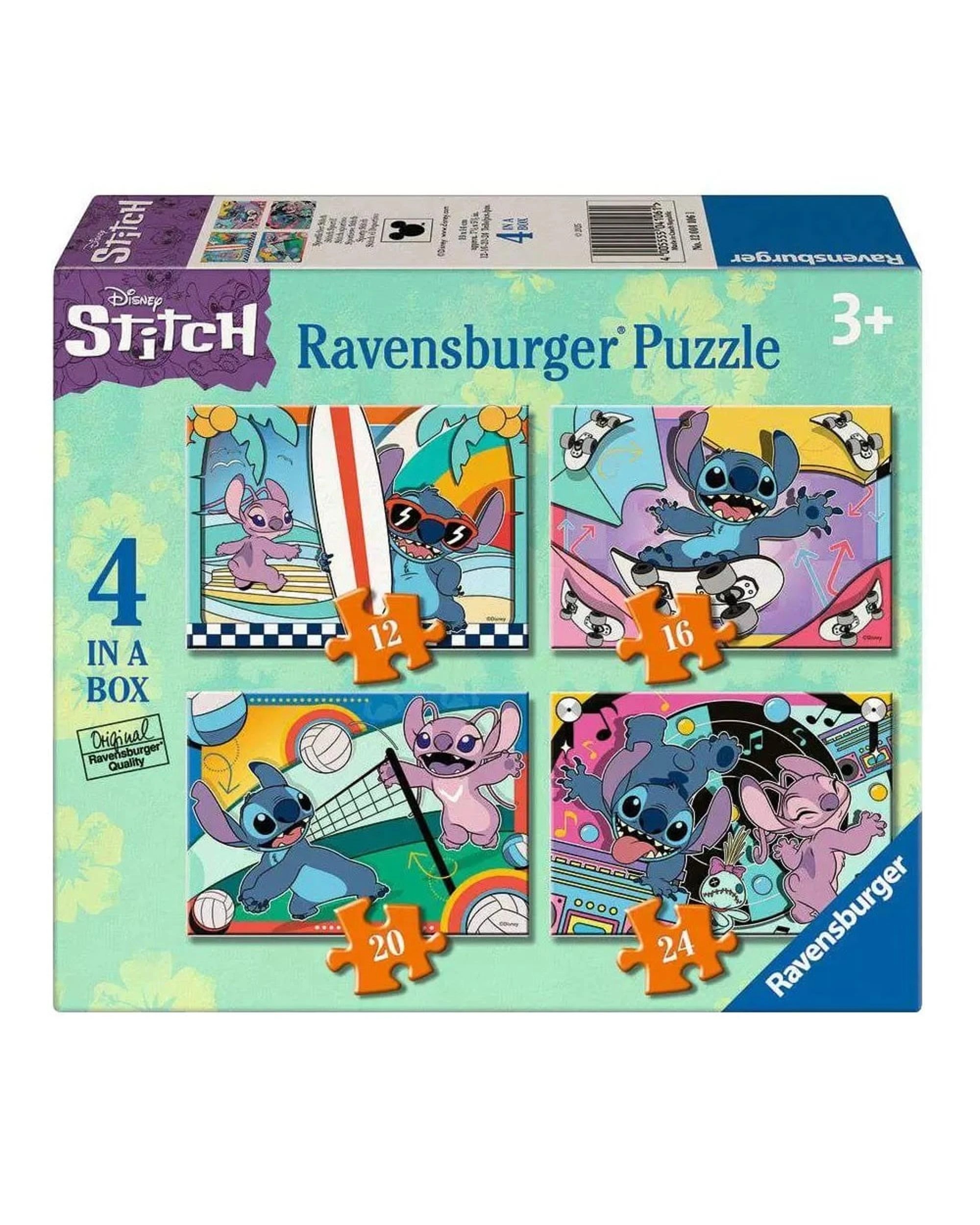 1 Ravensburger Disney Stitch and Angel 4 in a Box 12, 16, 20, and 24 Piece Jigsaw Puzzle, 1 of 5