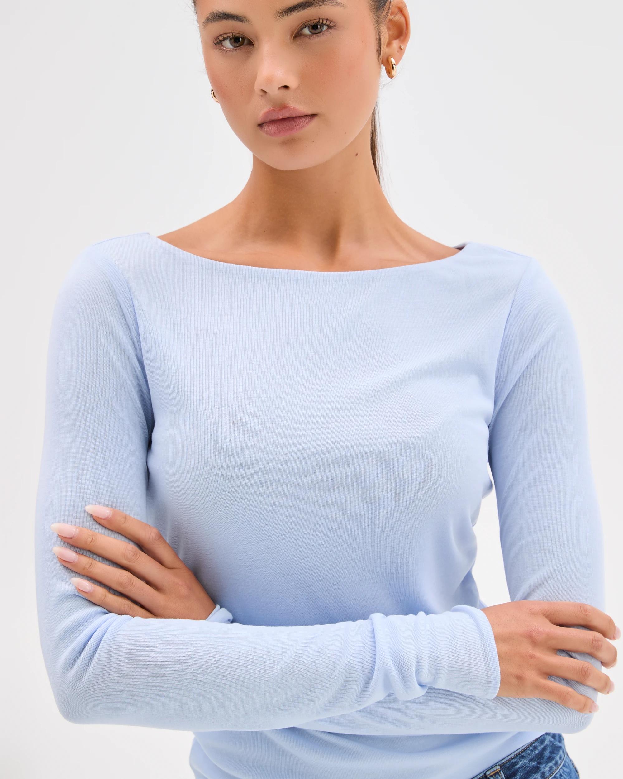 5 Lily Loves Double Layer Boat Neck Long Sleeve Top BABY BLUE, 5 of 7