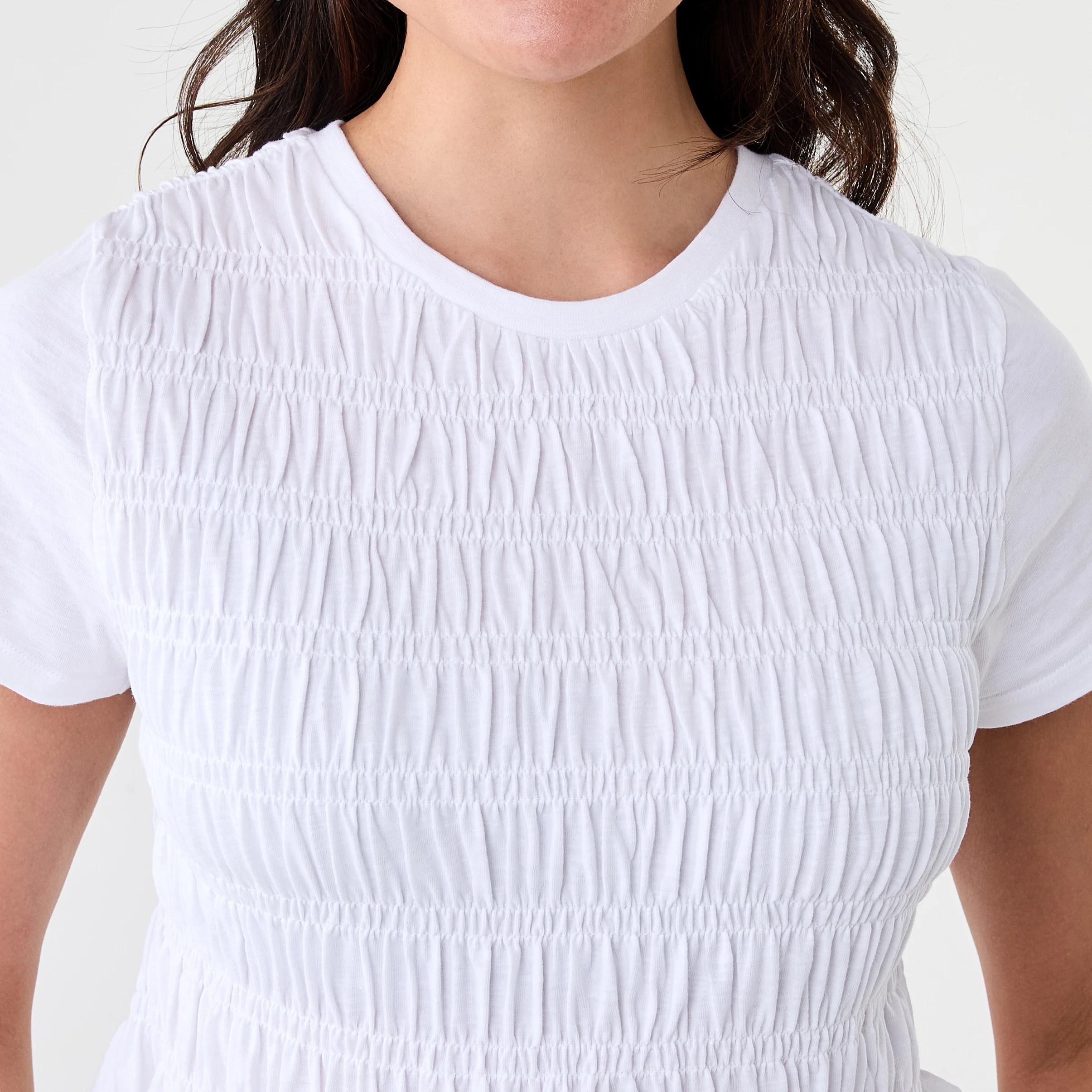 5 Short Sleeve Shirred Top White, 5 of 6