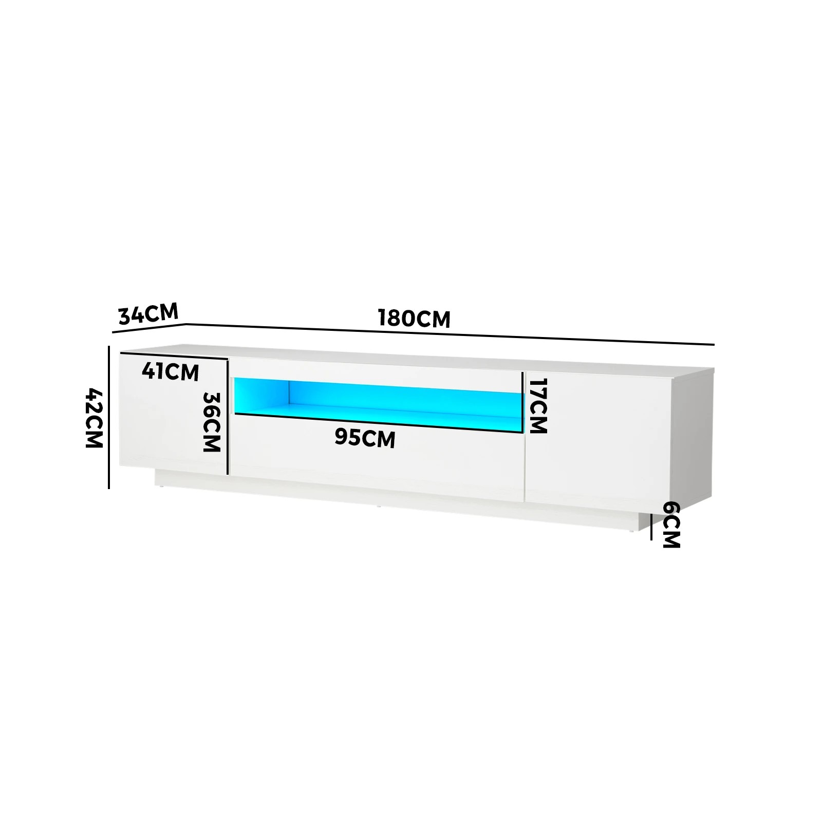 8 Oikiture Entertainment Unit Hight Gloss Rgb Led 180cm
 - White, 8 of 9
