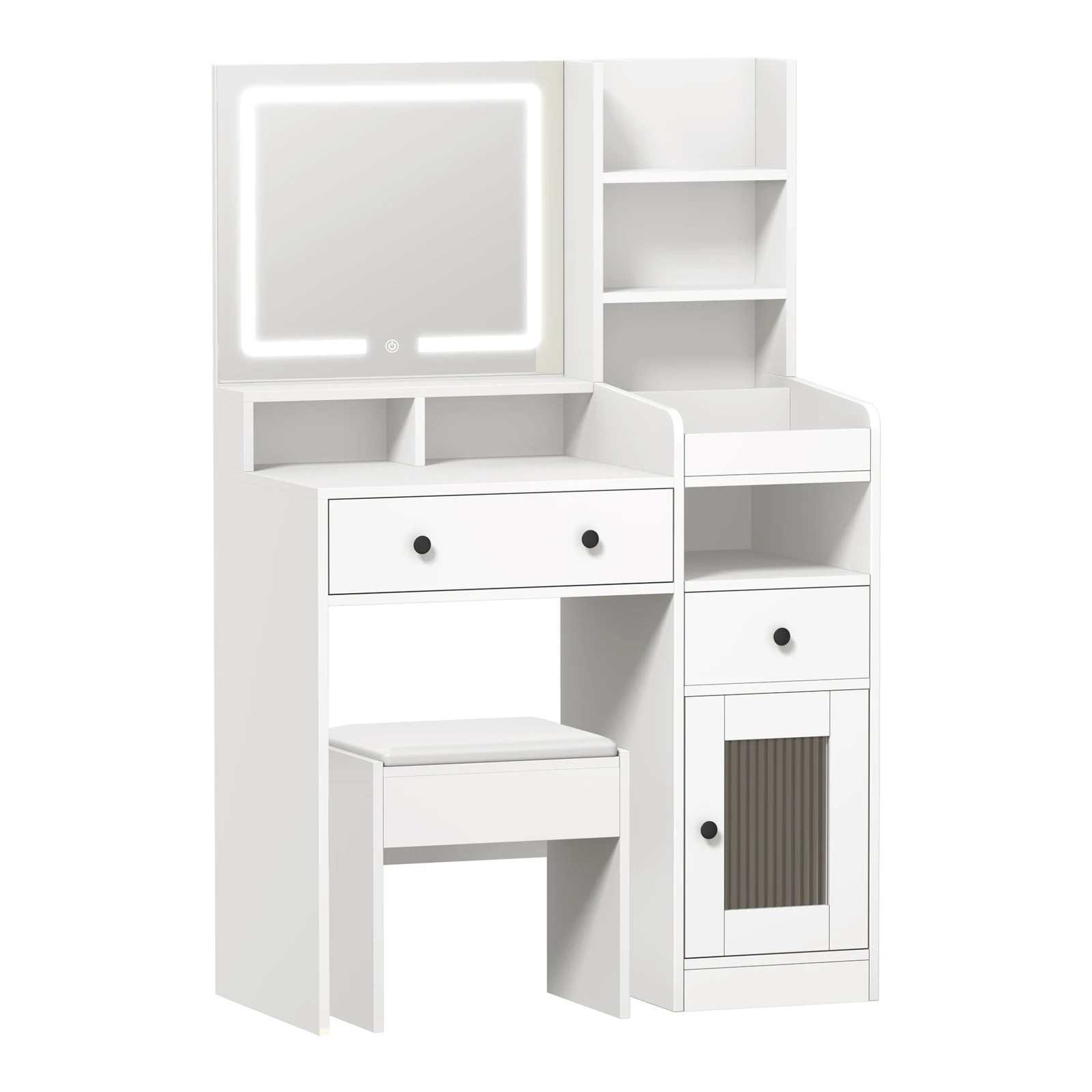 7 Oikiture Dressing Table Stool Set Makeup Mirror Led Light Vanity Desk
 - White, 7 of 9