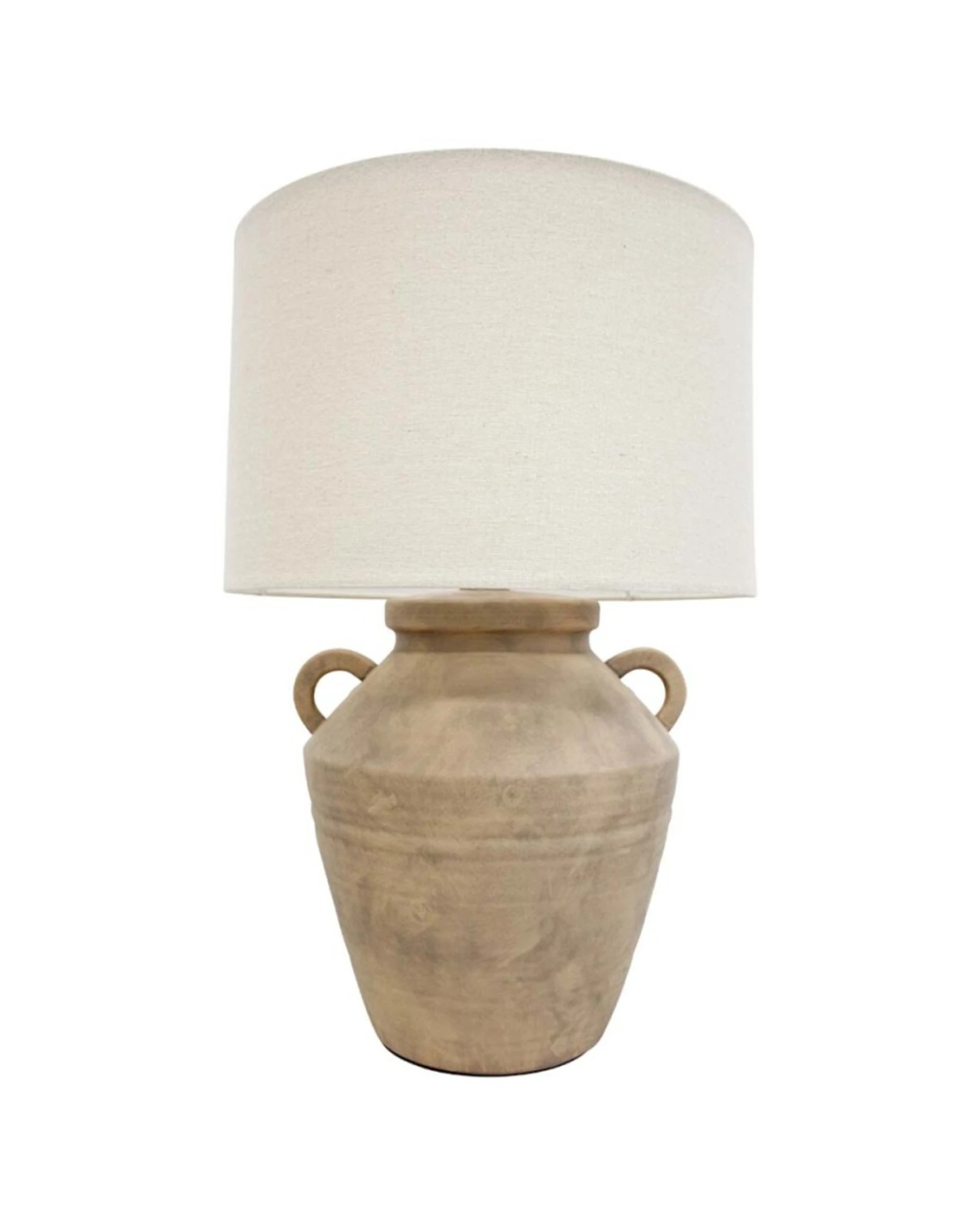 2 LVD Pithari Leg Ceramic Base Linen Shade Table Lamp Mediterranean Coastal Decor - Natural, 2 of 2