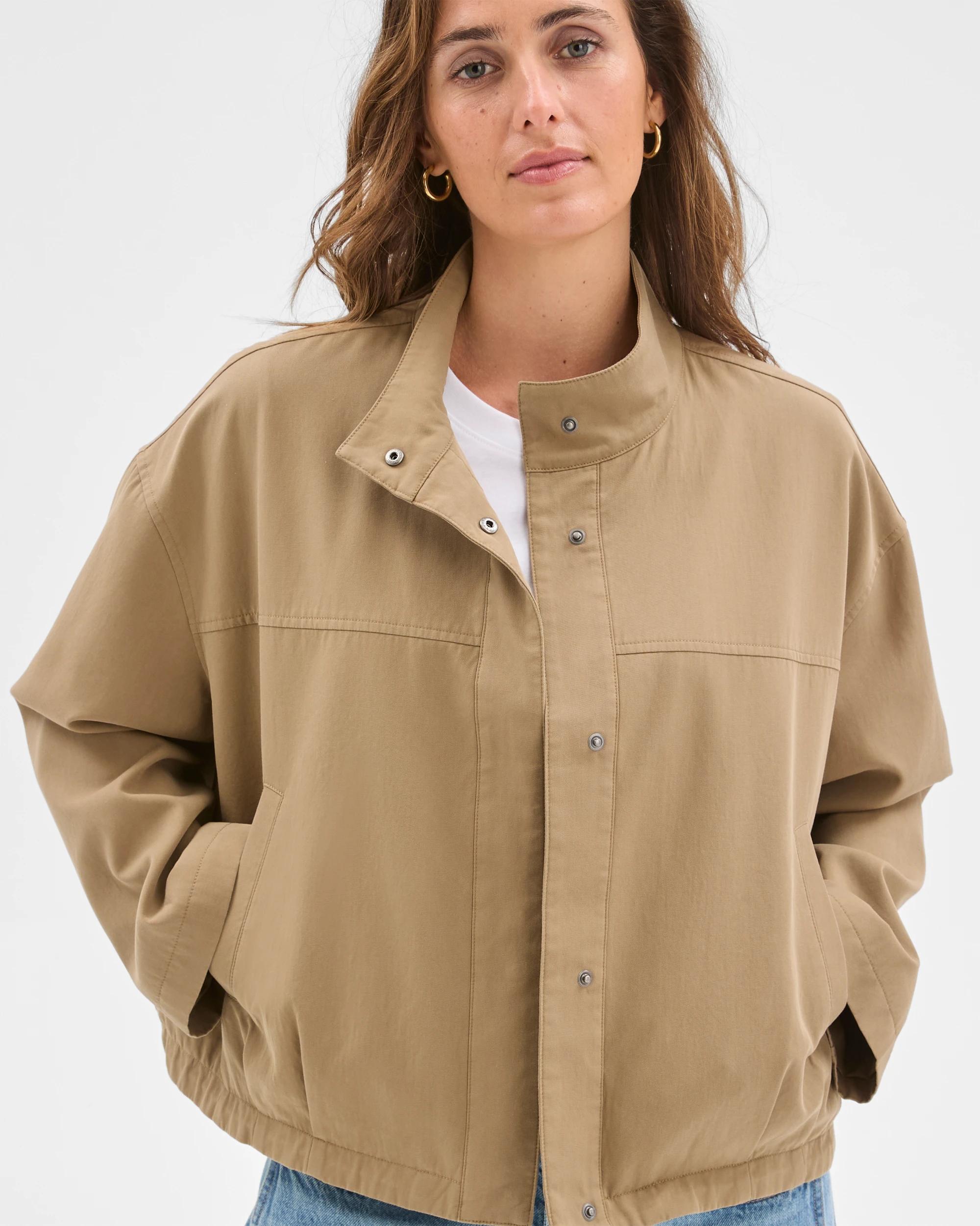 5 Target Woman Australian Cotton Blend Bubble Hem Jacket BURNT BUTTER, 5 of 6