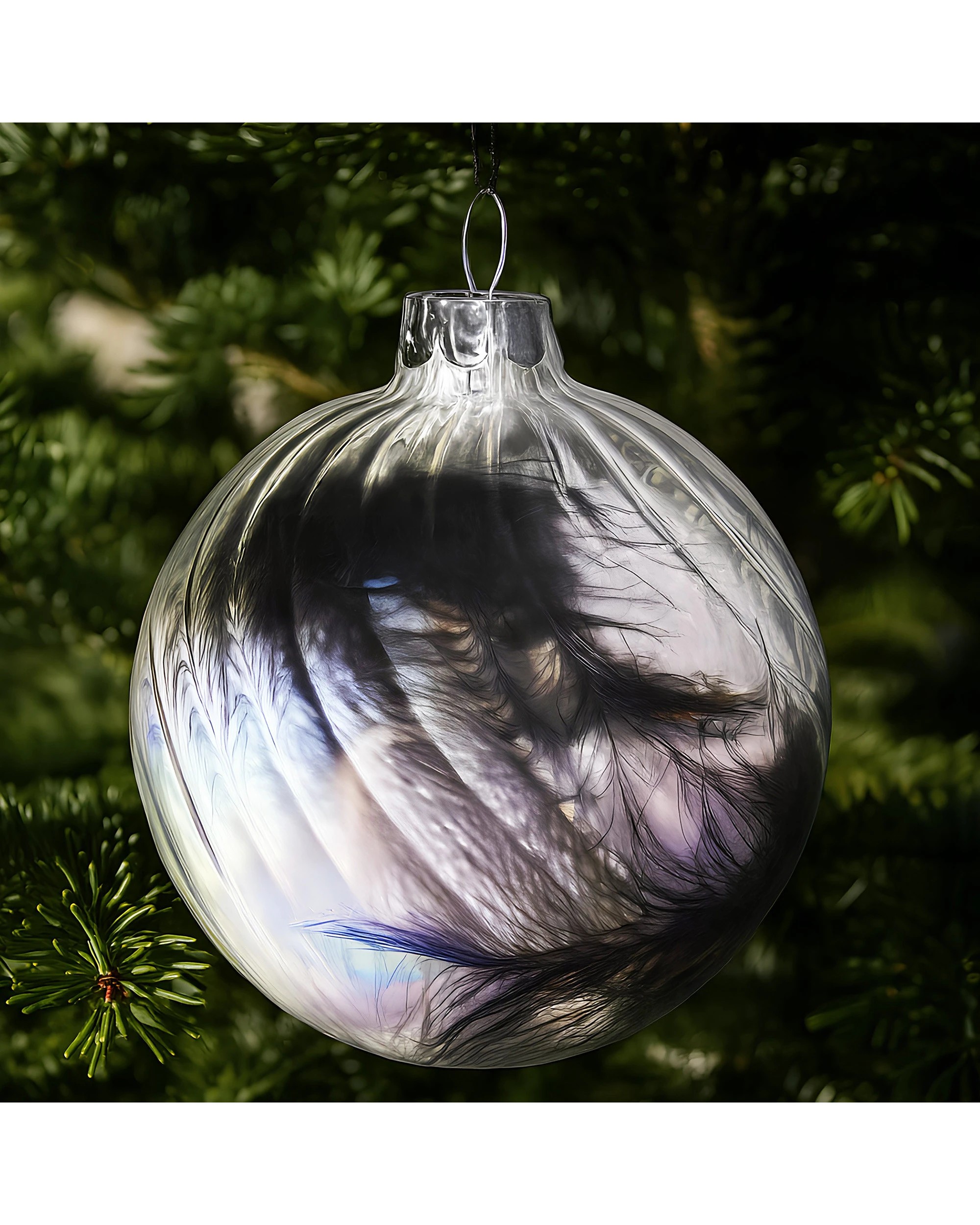 7 Christabelle Clear Striped Glass Baubles 6Pcs Filled with Feathers Balls Christmas Tree Decoration Ornament, 7 of 7