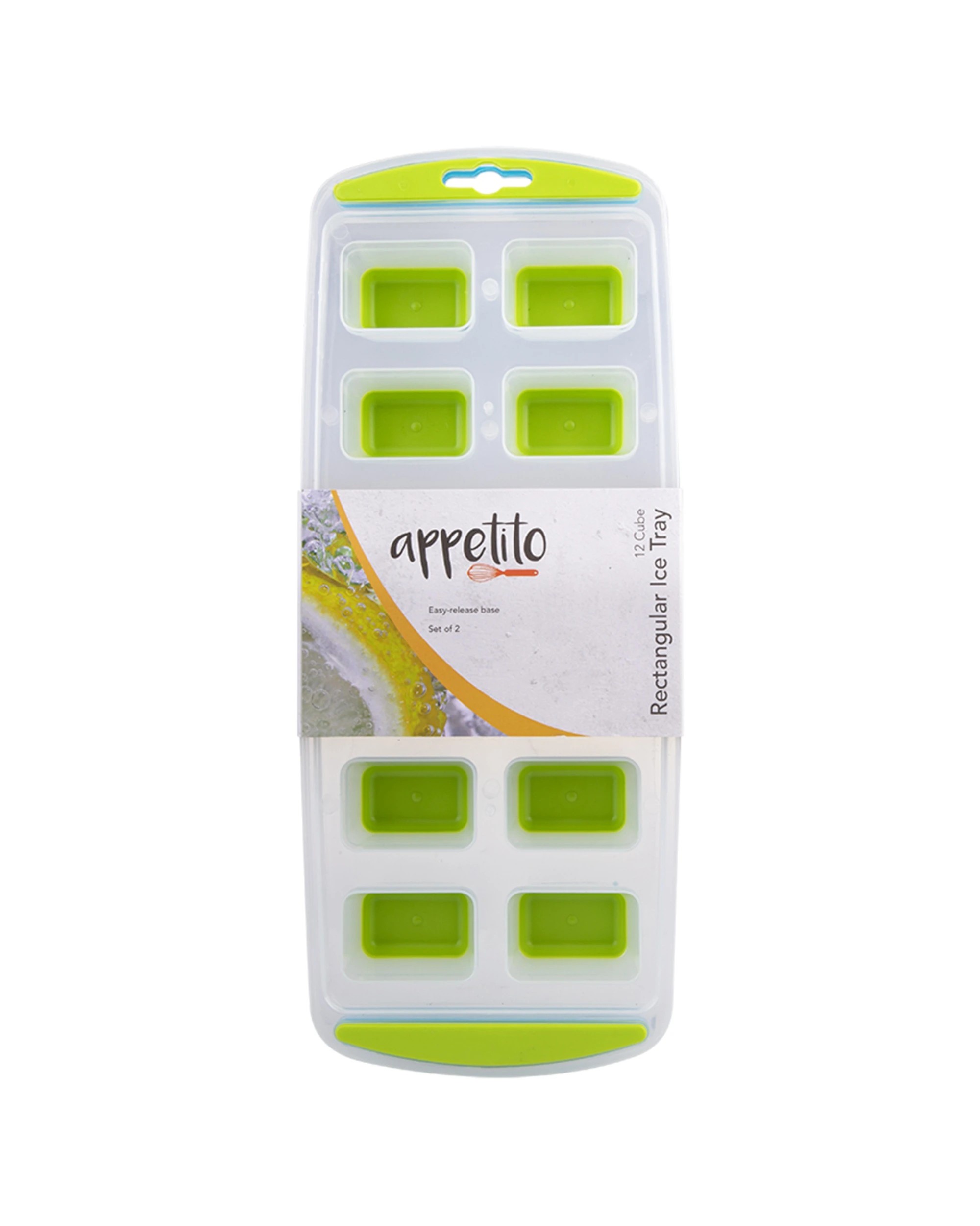 2 Appetito 2pc Easy Release 12 Cube Rectangular Ice Tray Set Practical Design - Multi, 2 of 3