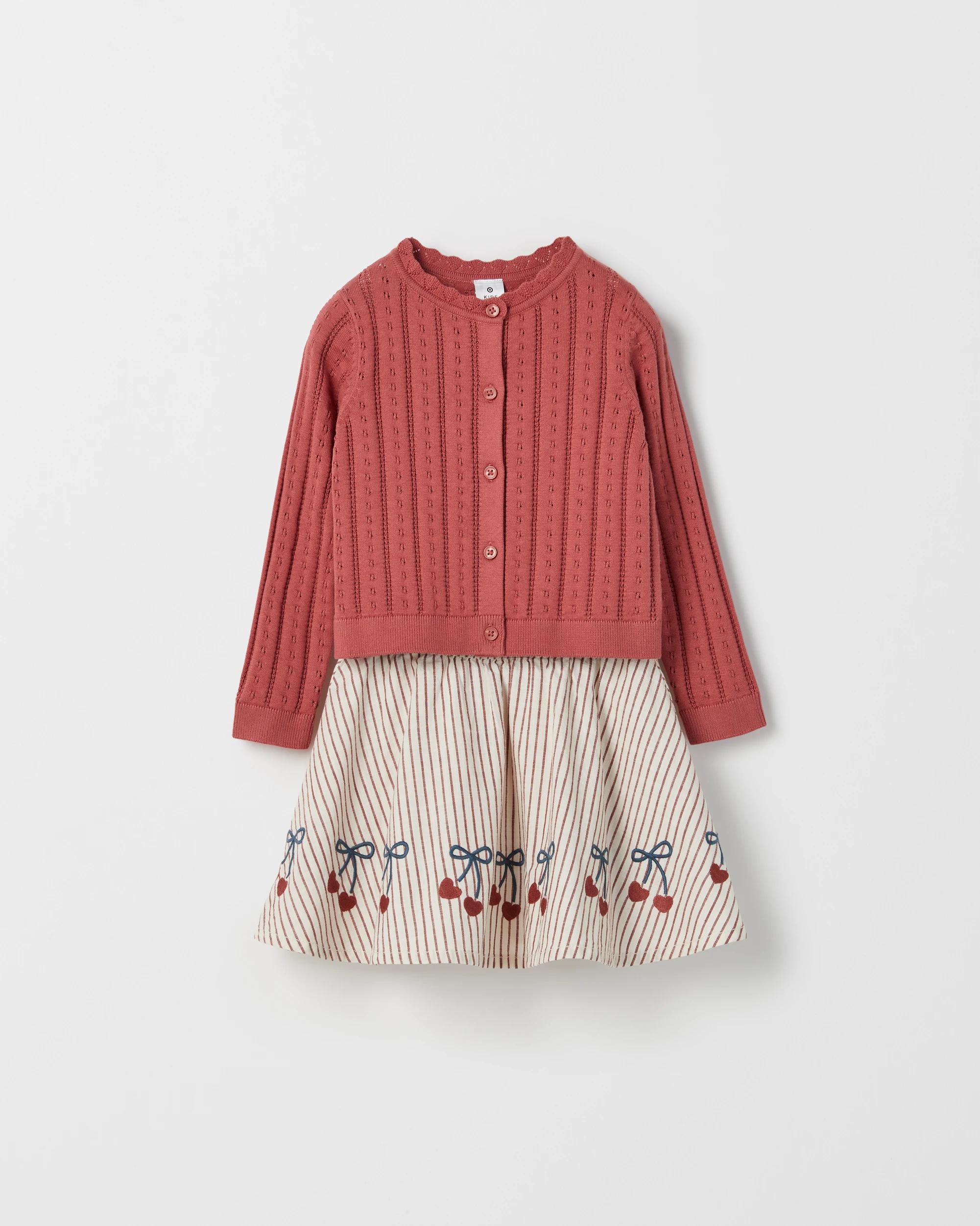 6 Target Kids Australian Cotton Knit Cardigan and Skirt Set RED, 6 of 7