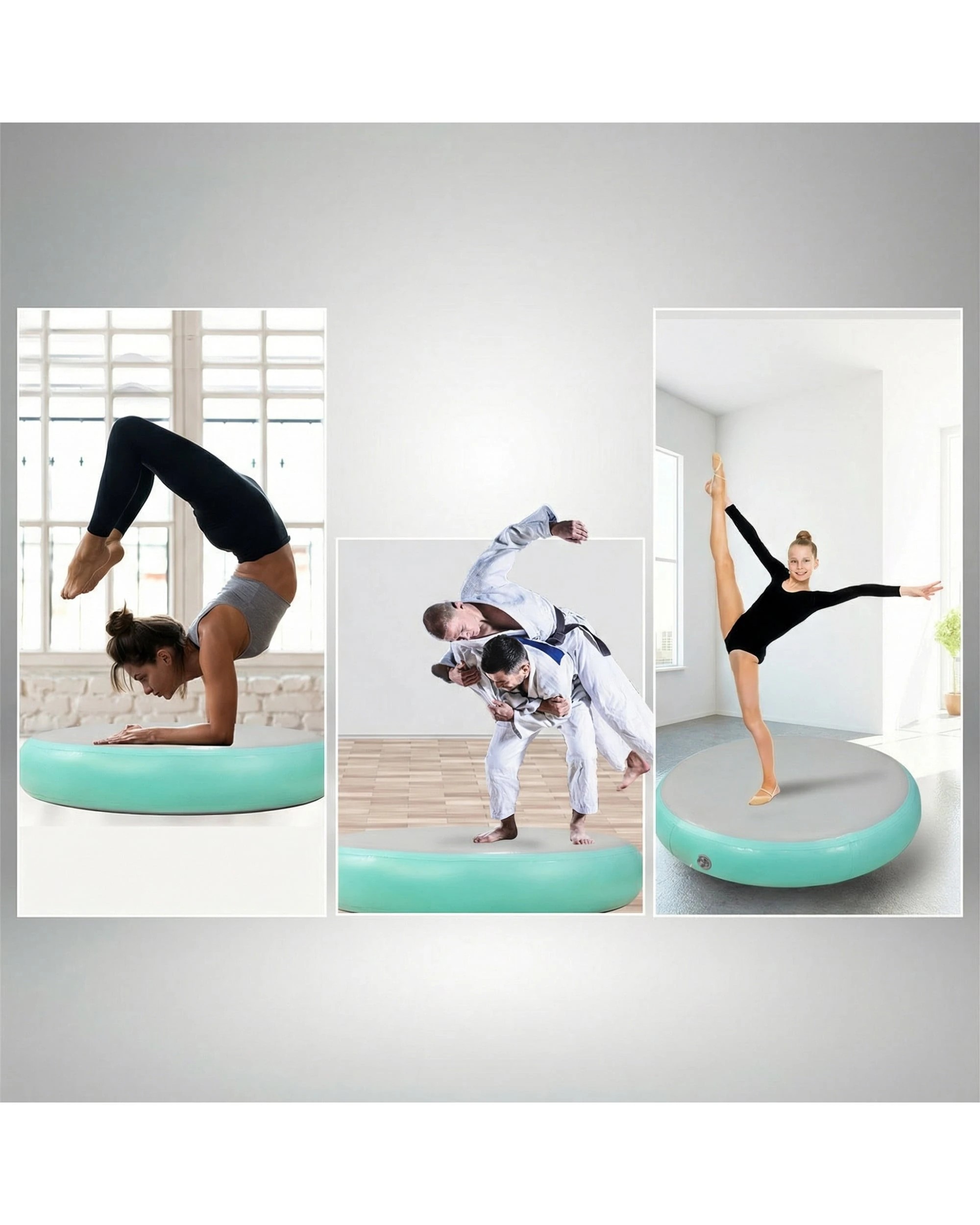 5 Powertrain Sports 1m Air Track Spot Round Inflatable Gymnastics Tumbling Mat - Green, 5 of 5