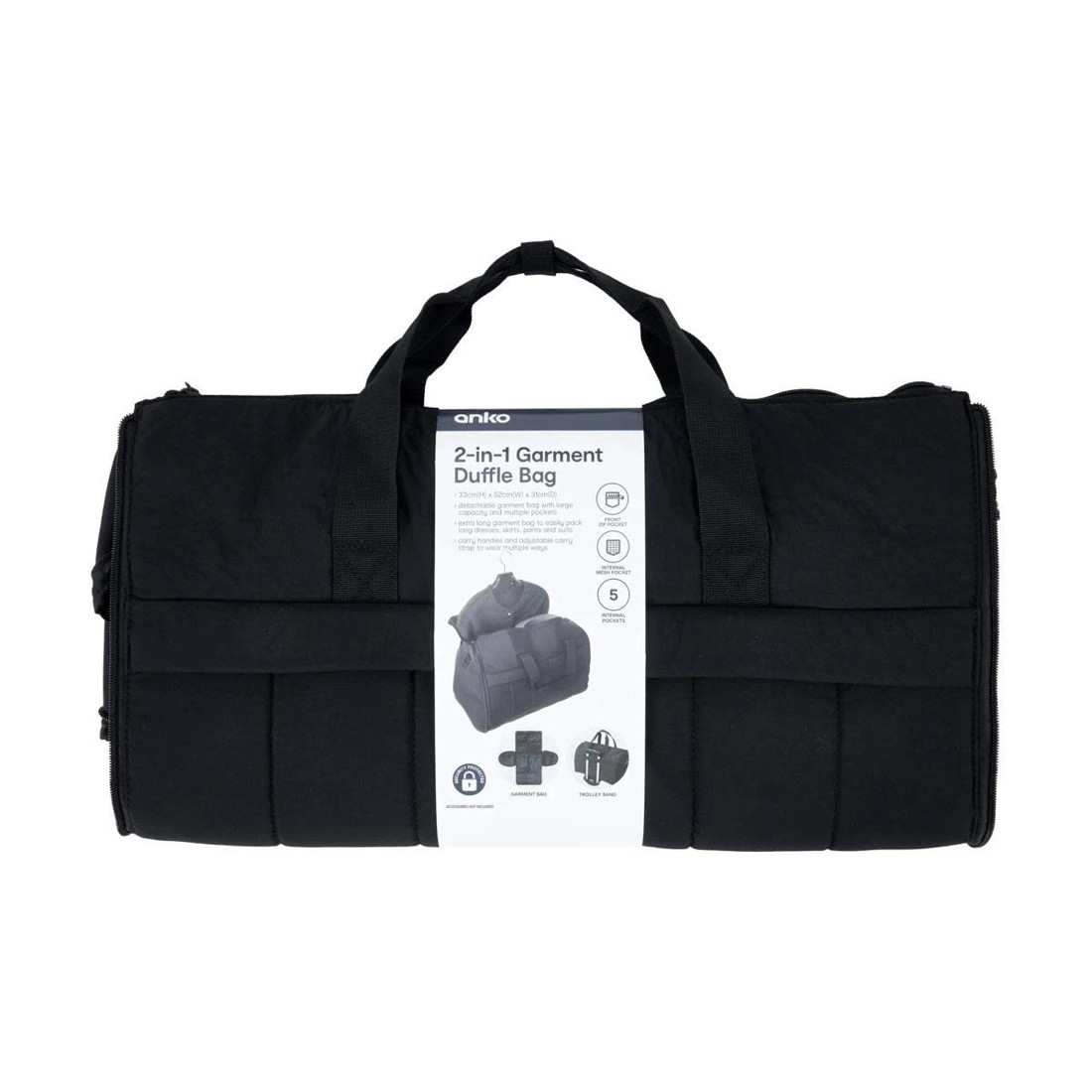 6 2-in-1 Garment Duffle Bag - Black, 6 of 6