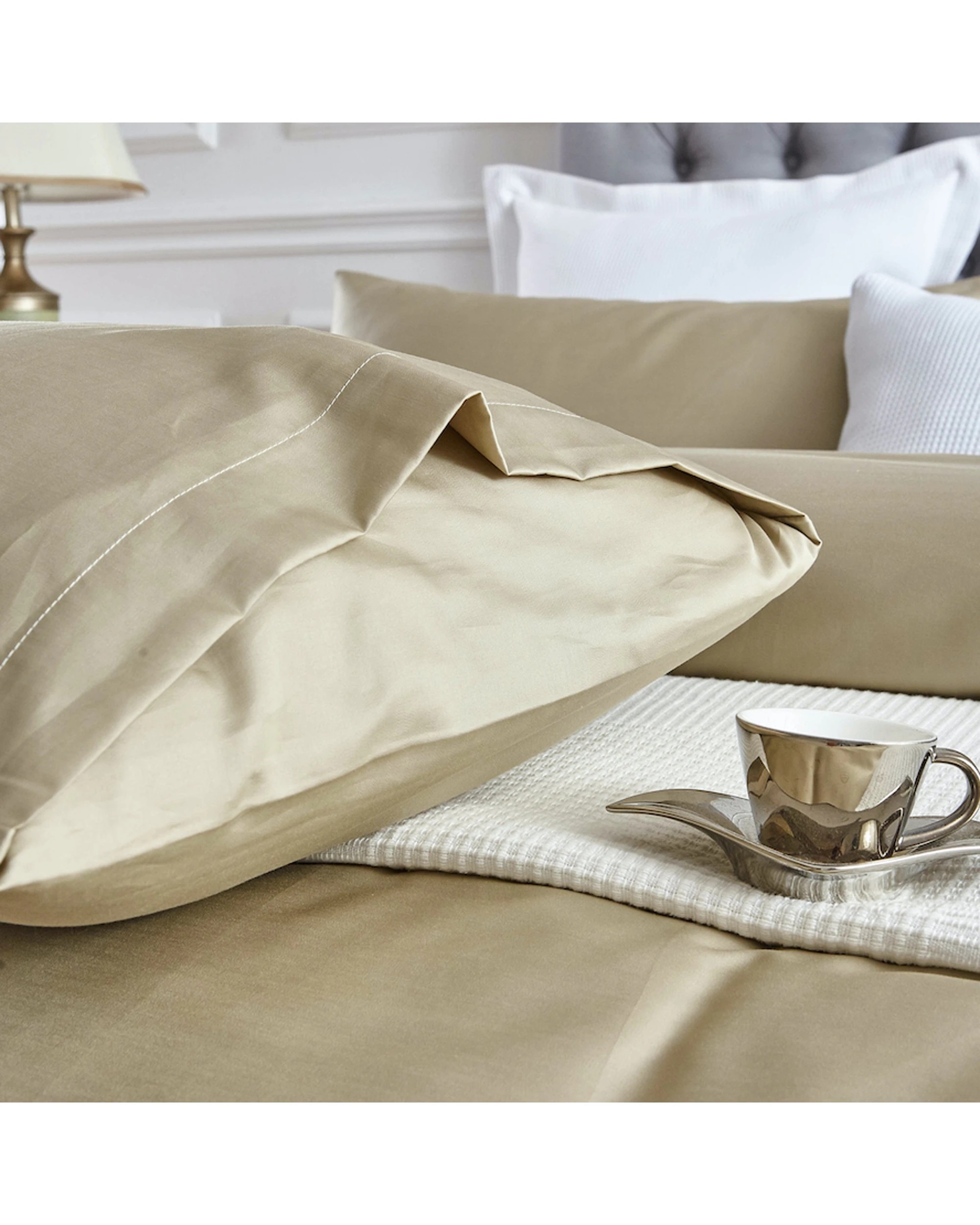 2 Cotton More 100% Cotton 650TC Sateen Quilt Doona Cover Set King - Beige, 2 of 7