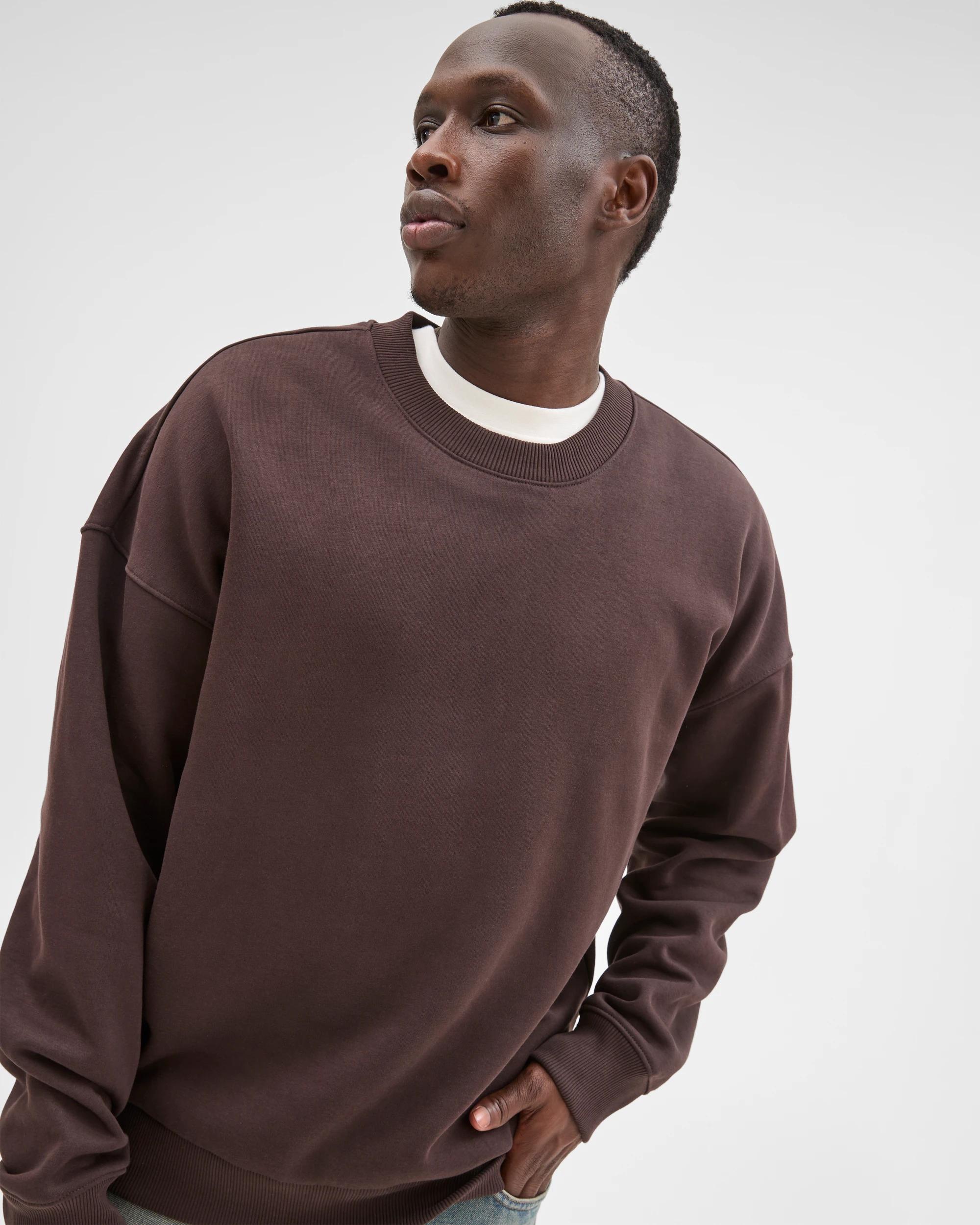 4 Commons Australian Cotton Blend Oversized Heavyweight Sweat Top DARK BROWN, 4 of 7