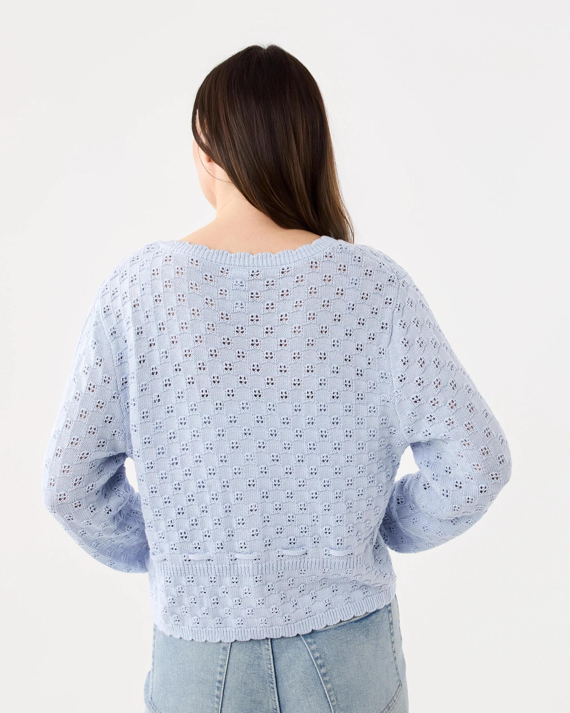3 Pointelle Tie Waisted Cardigan Powd Blue, 3 of 8