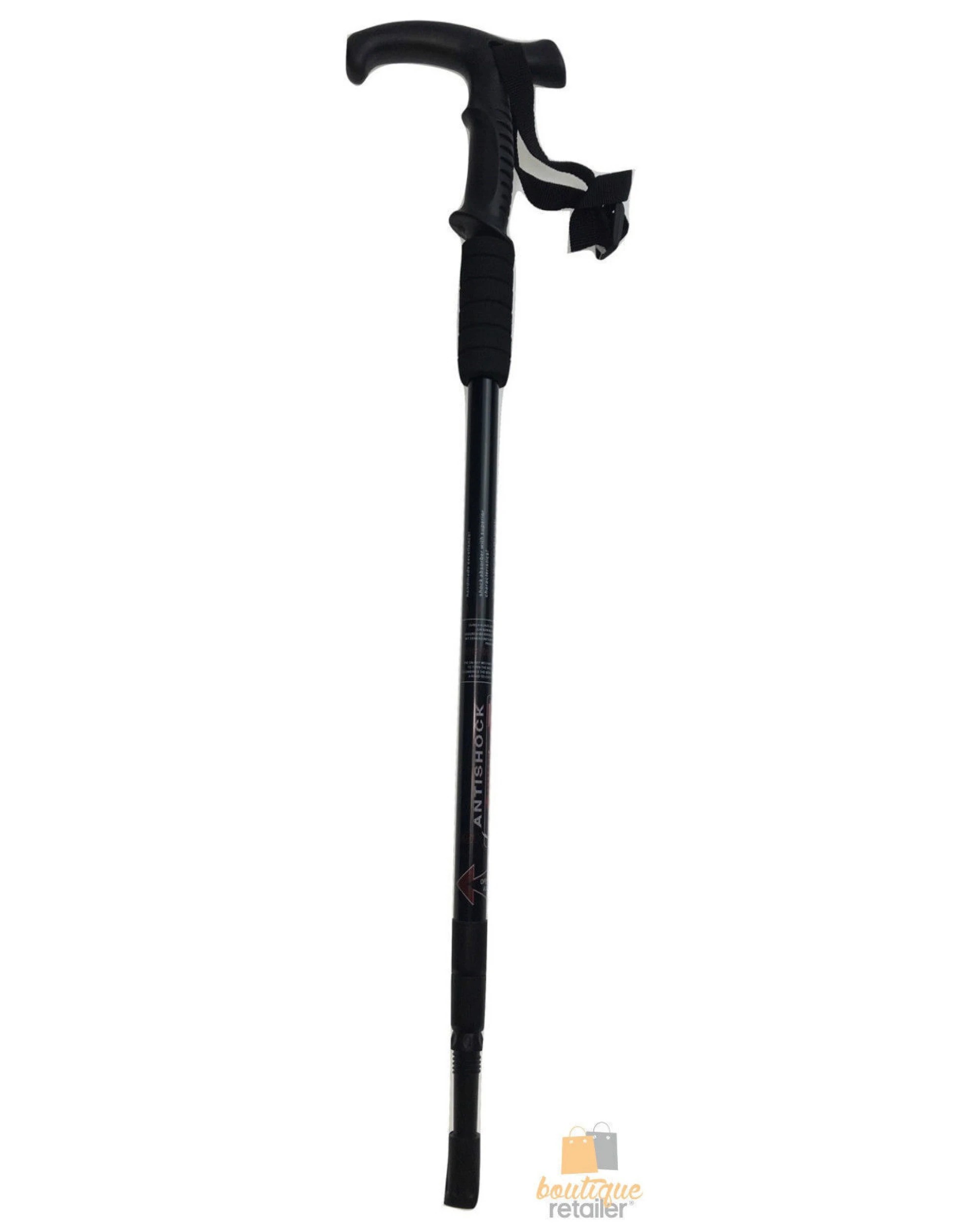 2 BR Outdoor Folding Walking Stick Telescopic Adjustable Antishock Hiking Grip Pole Trekking - Black, 2 of 4