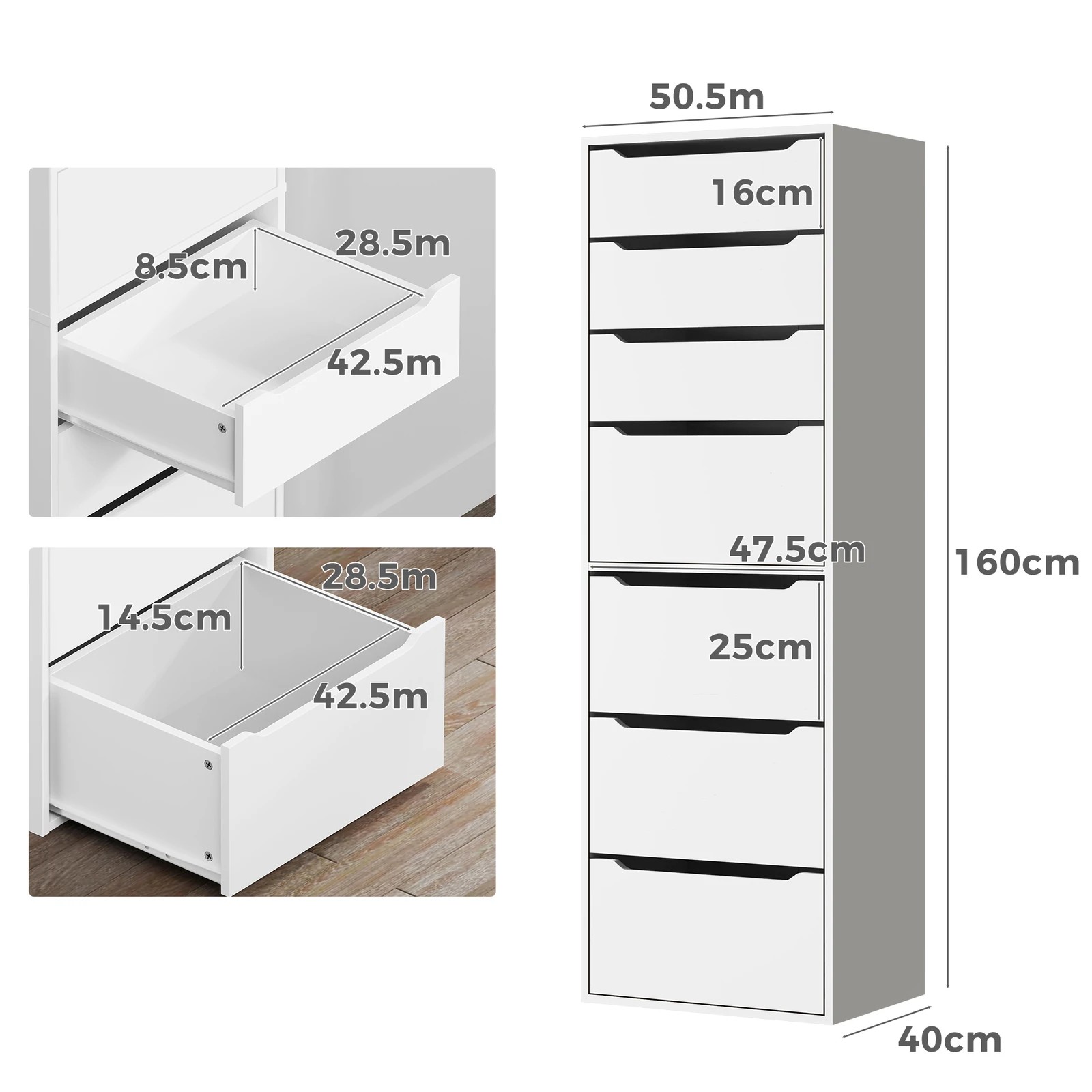 4 Alfordson Wardrobe 7 Drawers Clothes Storage Cabinet - White, 4 of 10