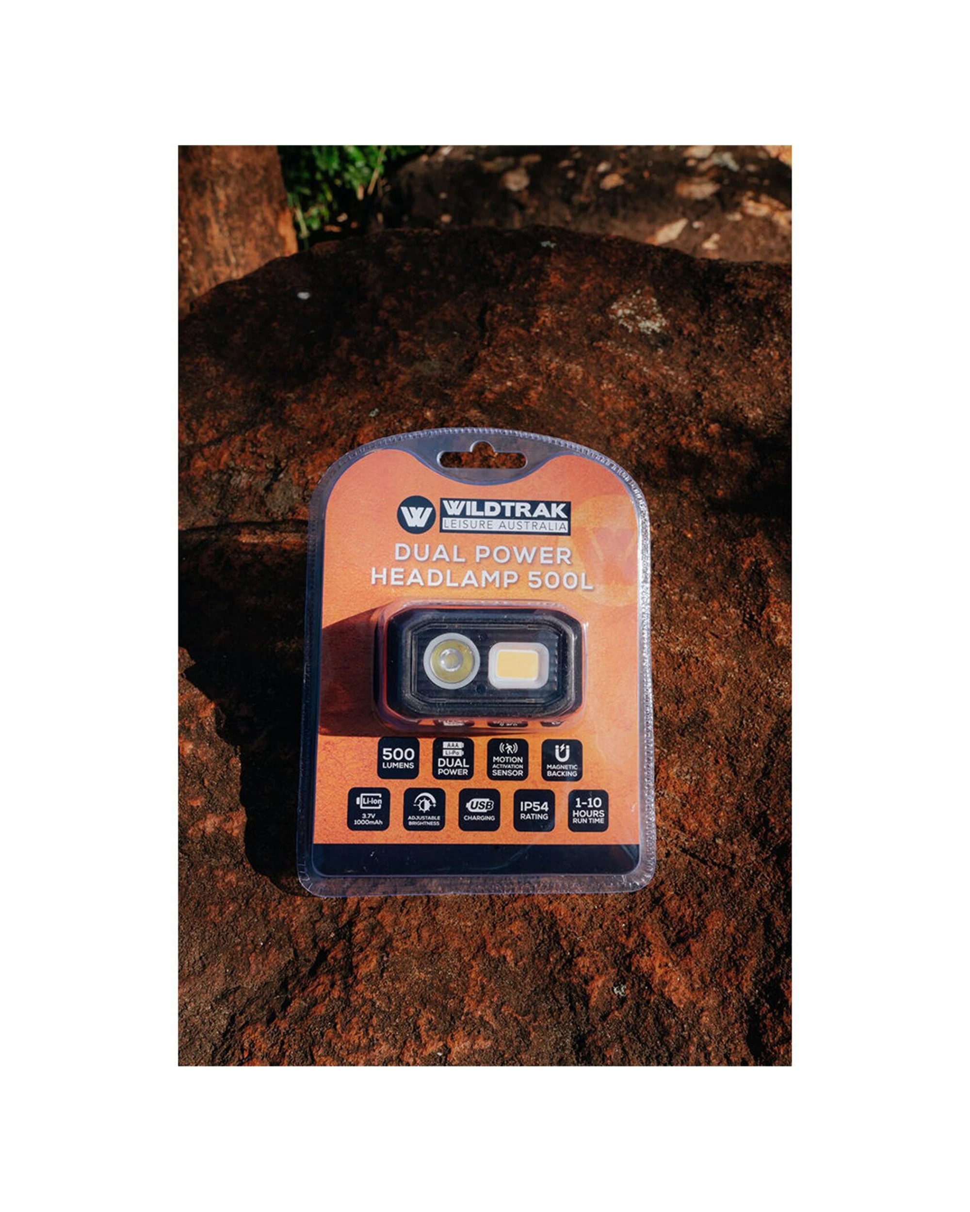 2 Wildtrak Headlamp 500 Lumen Dual Power Rechargeable Motion Sensor USB-C - Black, 2 of 7