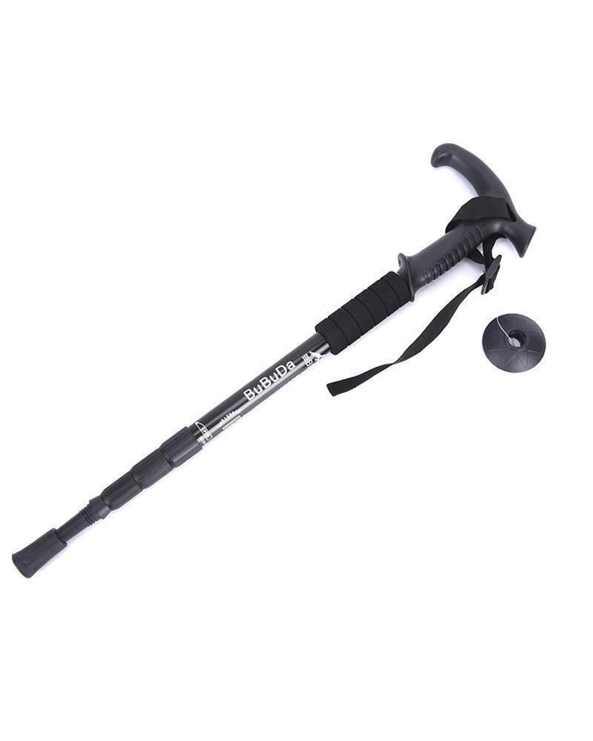 1 BR Outdoor Folding Walking Stick Telescopic Adjustable Antishock Hiking Grip Pole Trekking - Black, 1 of 4