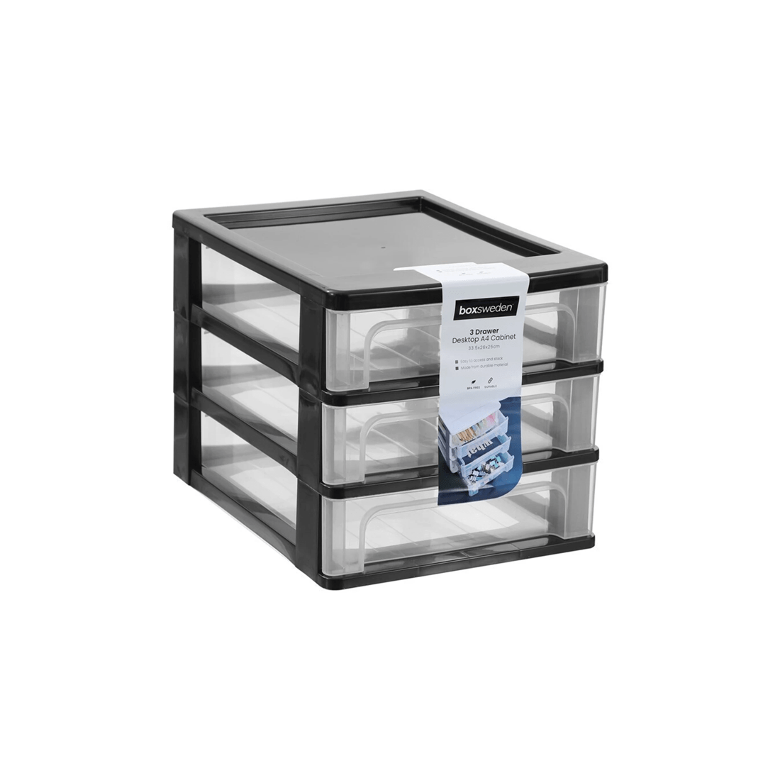 9 Boxsweden 2PK Boxsweden A4 Desktop 3-Drawer Unit Desktop Storage Organiser
 - multi, 9 of 9