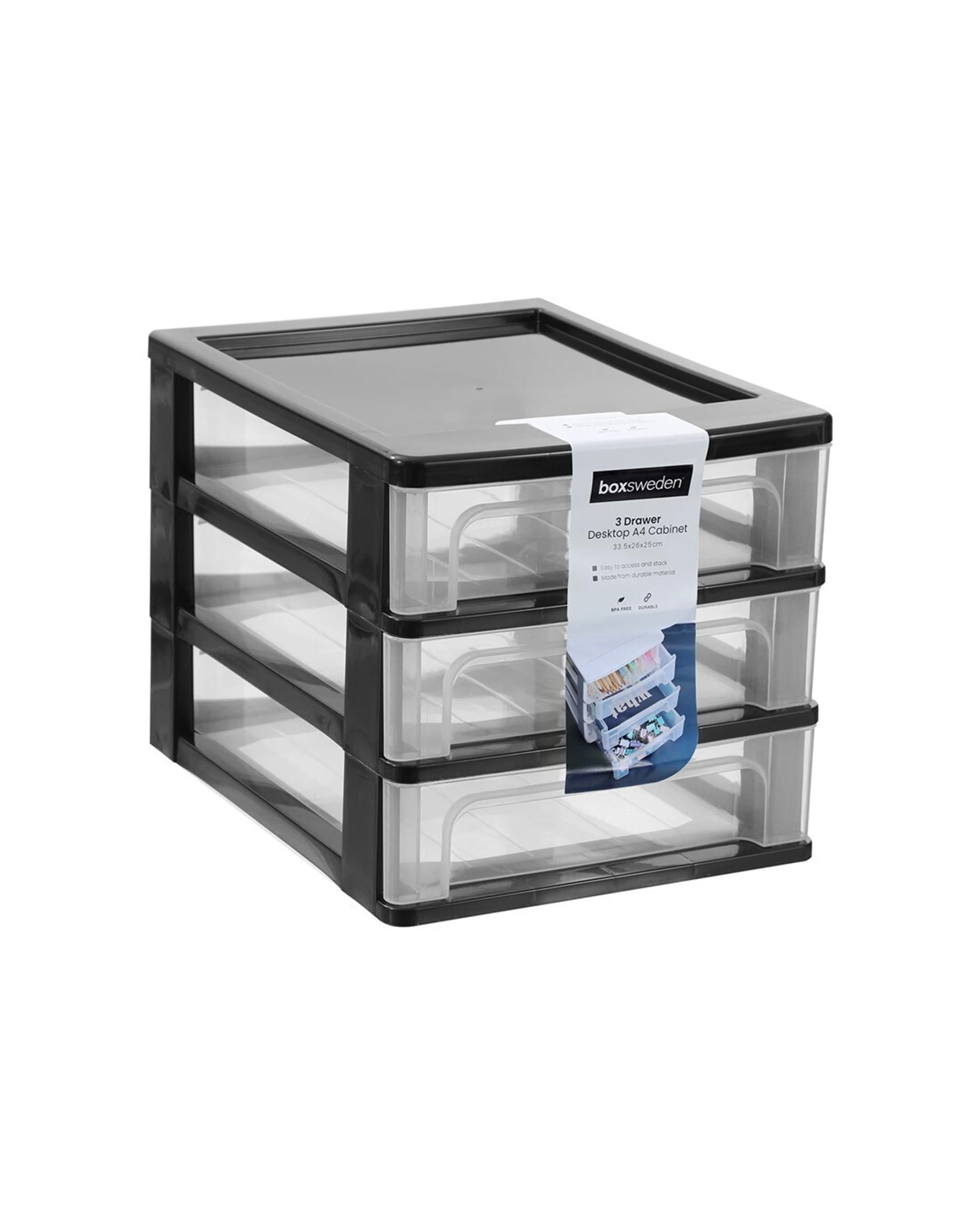 9 Boxsweden 2PK Boxsweden A4 Desktop 3-Drawer Unit Desktop Storage Organiser - Assorted, 9 of 9