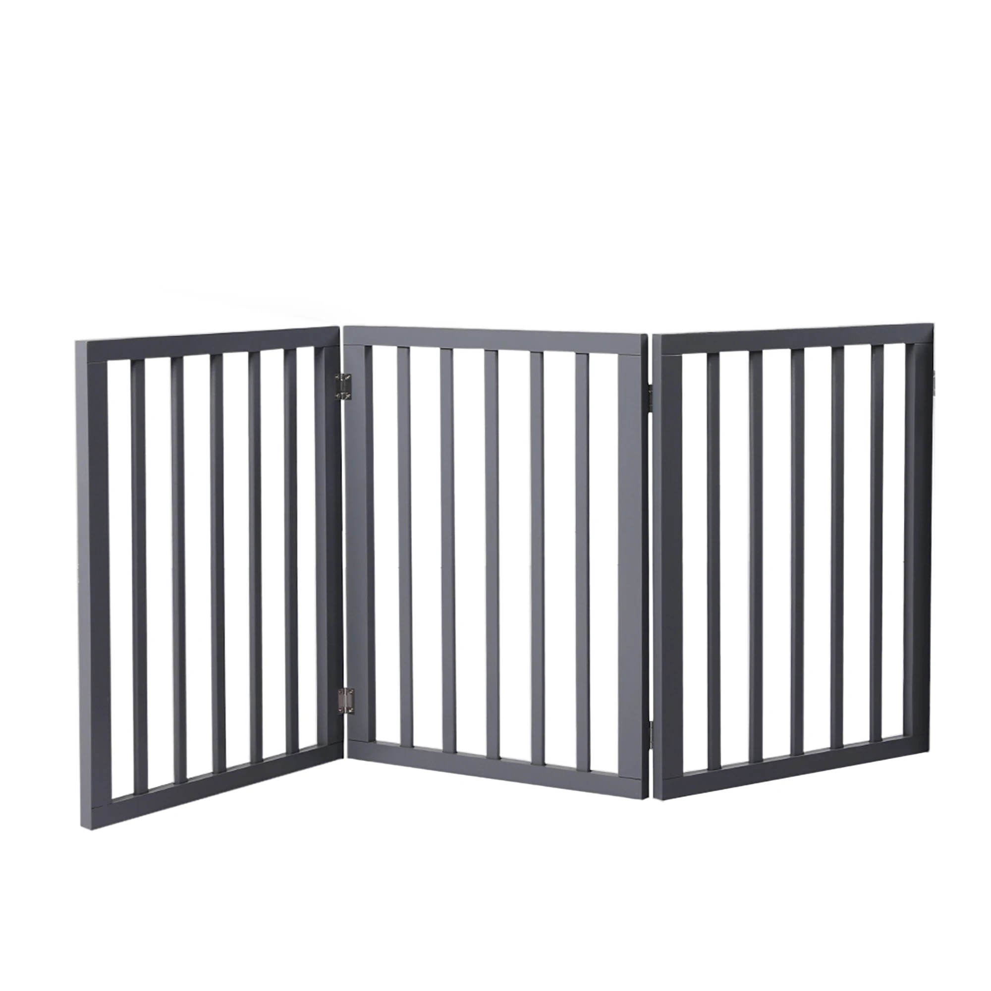 1 Pawz 3 Panels Wooden Pet Gate - Grey, 1 of 5