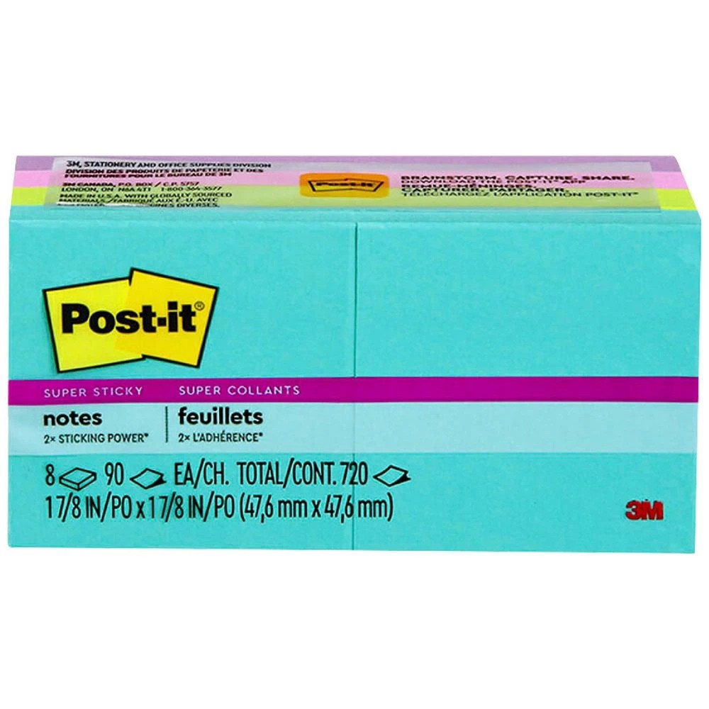 1 Post-it Super Sticky Notes 47 x 47mm Supernova Neons 8 Pack, 1 of 6