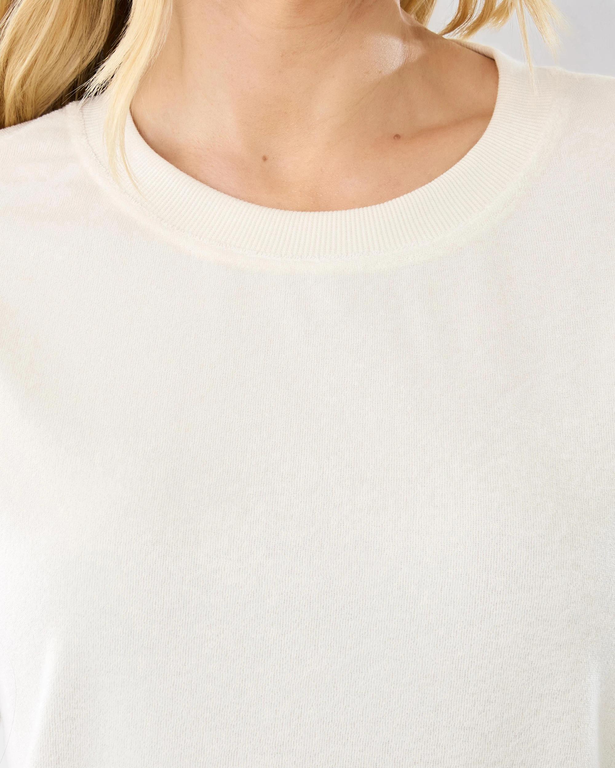 5 Short Sleeve Lace Trim Terry Sweatshirt Prtn White, 5 of 6