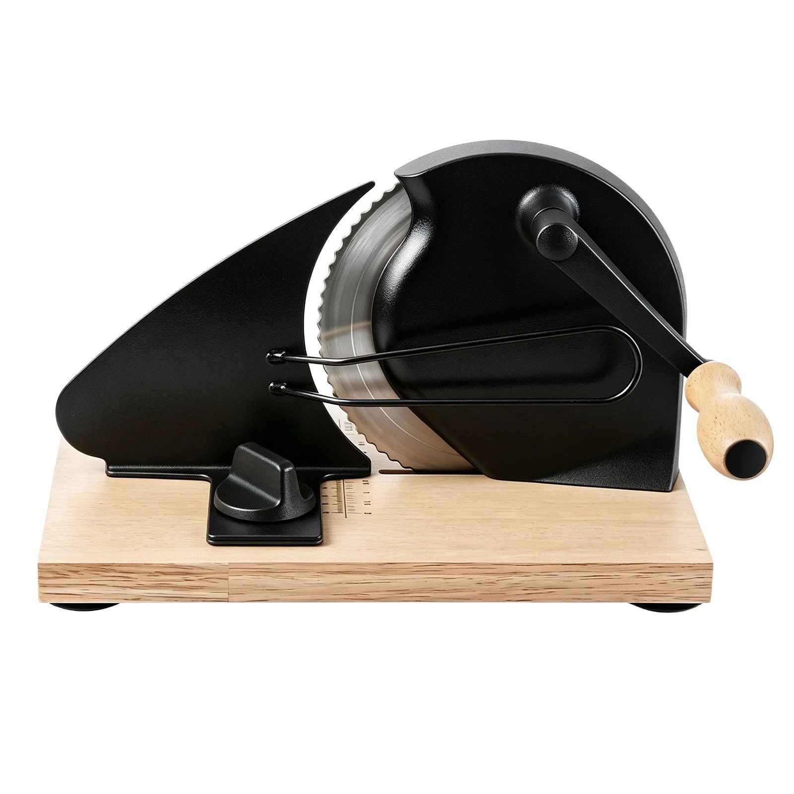 1 Ausway Hand Crank Manual Bread Slicer with Adjustable Thickness, Metal Guide, Scale Line & Solid Wood, 1 of 6