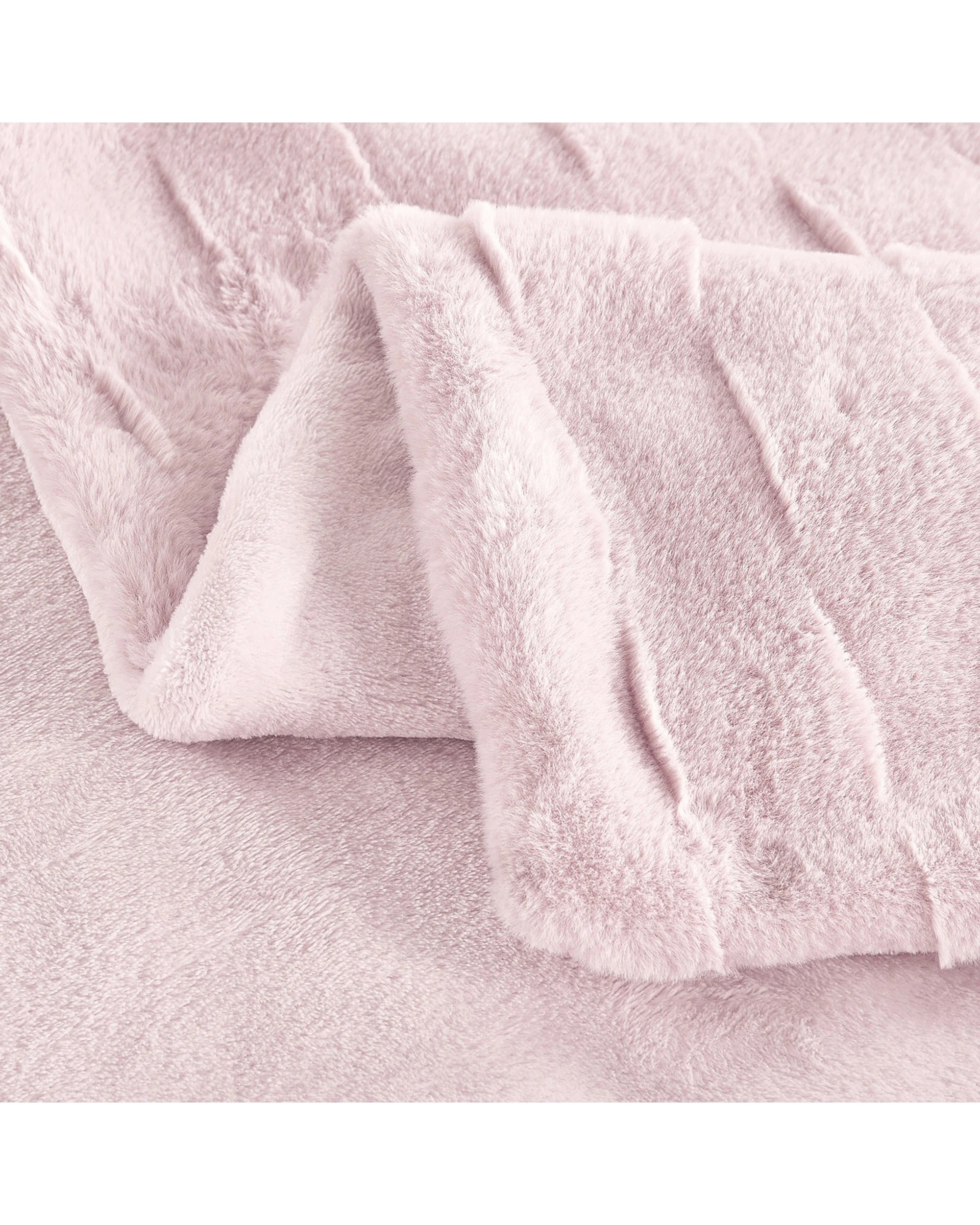 3 Dreamaker Basketweave Faux Fur Throw Blanket 180x200cm - Blush Pink, 3 of 6