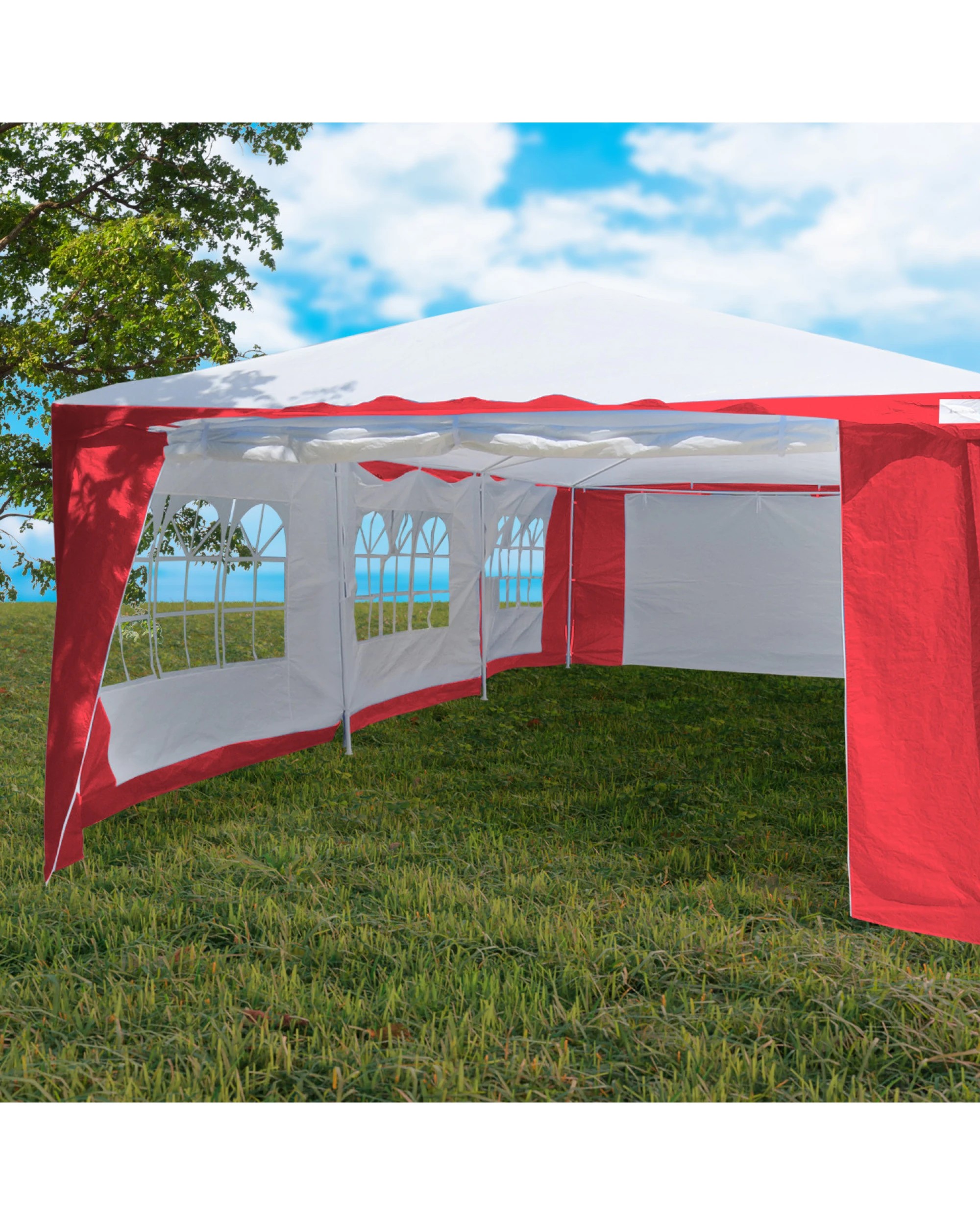 2 Wallaro Large 4m x8m Gazebo Party Wedding Tent Outdoor Event Marquee - Red, 2 of 6