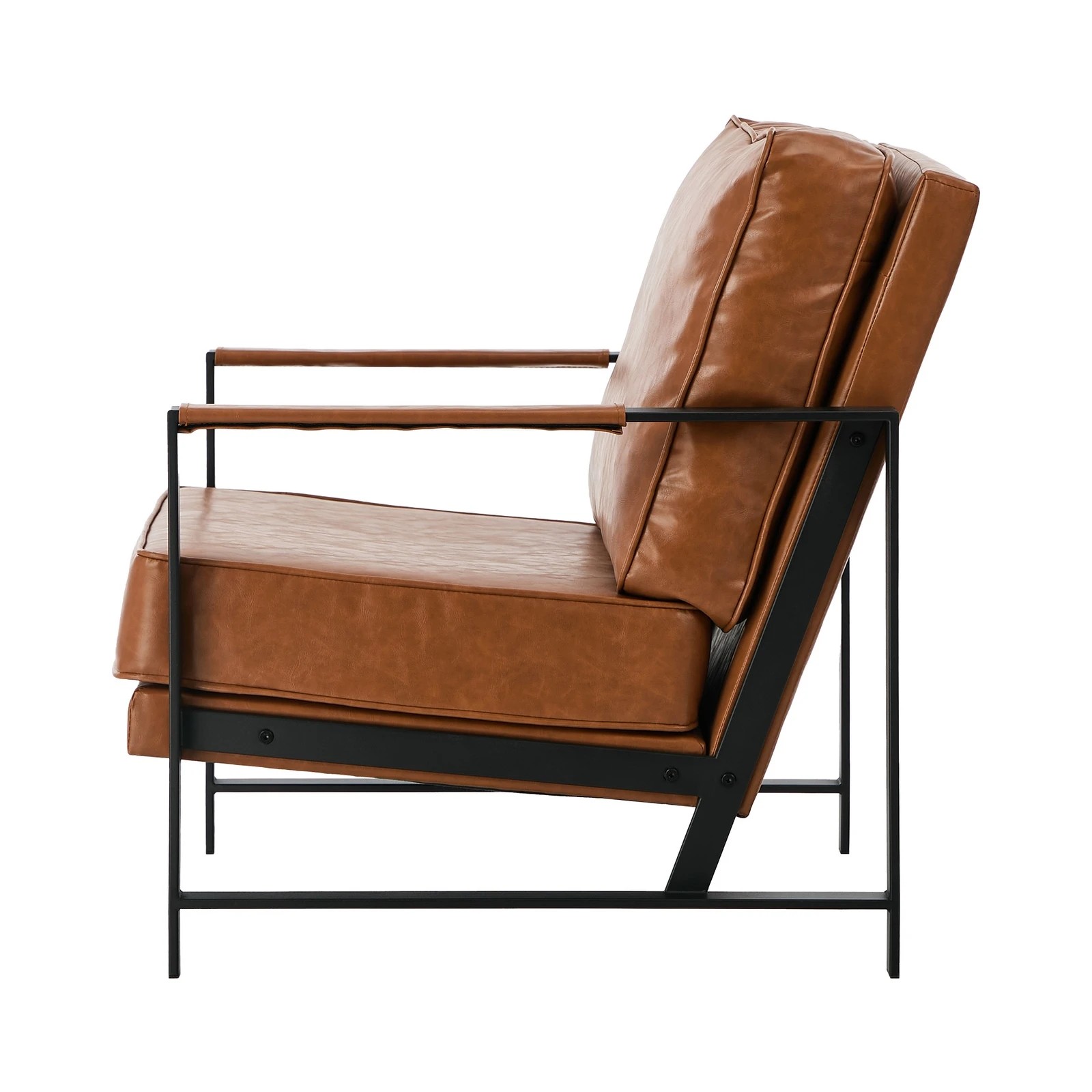 7 Oikiture Lounge Armchair Sofa Chair Faux Leather Accent Armchairs - Brown, 7 of 10