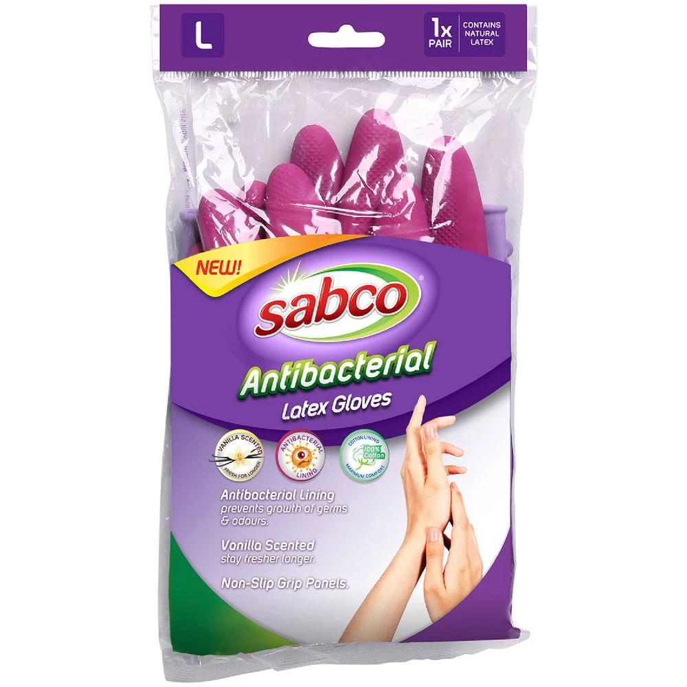 1 Sabco Antibacterial Gloves Large 1 Pair, 1 of 2