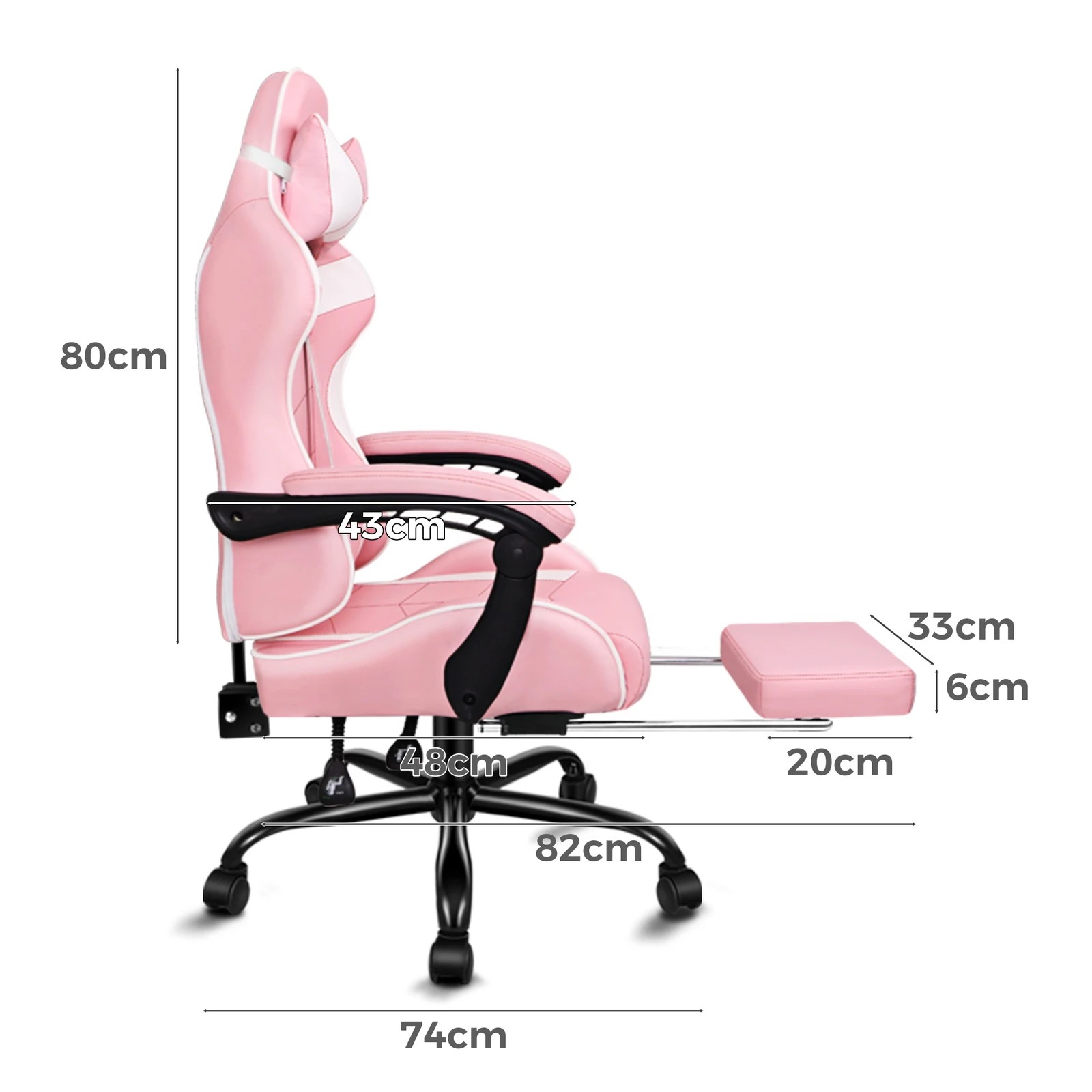 4 Alfordson Gaming Chair Office Massage Computer Racing Seat PU Leather - Pink, 4 of 10