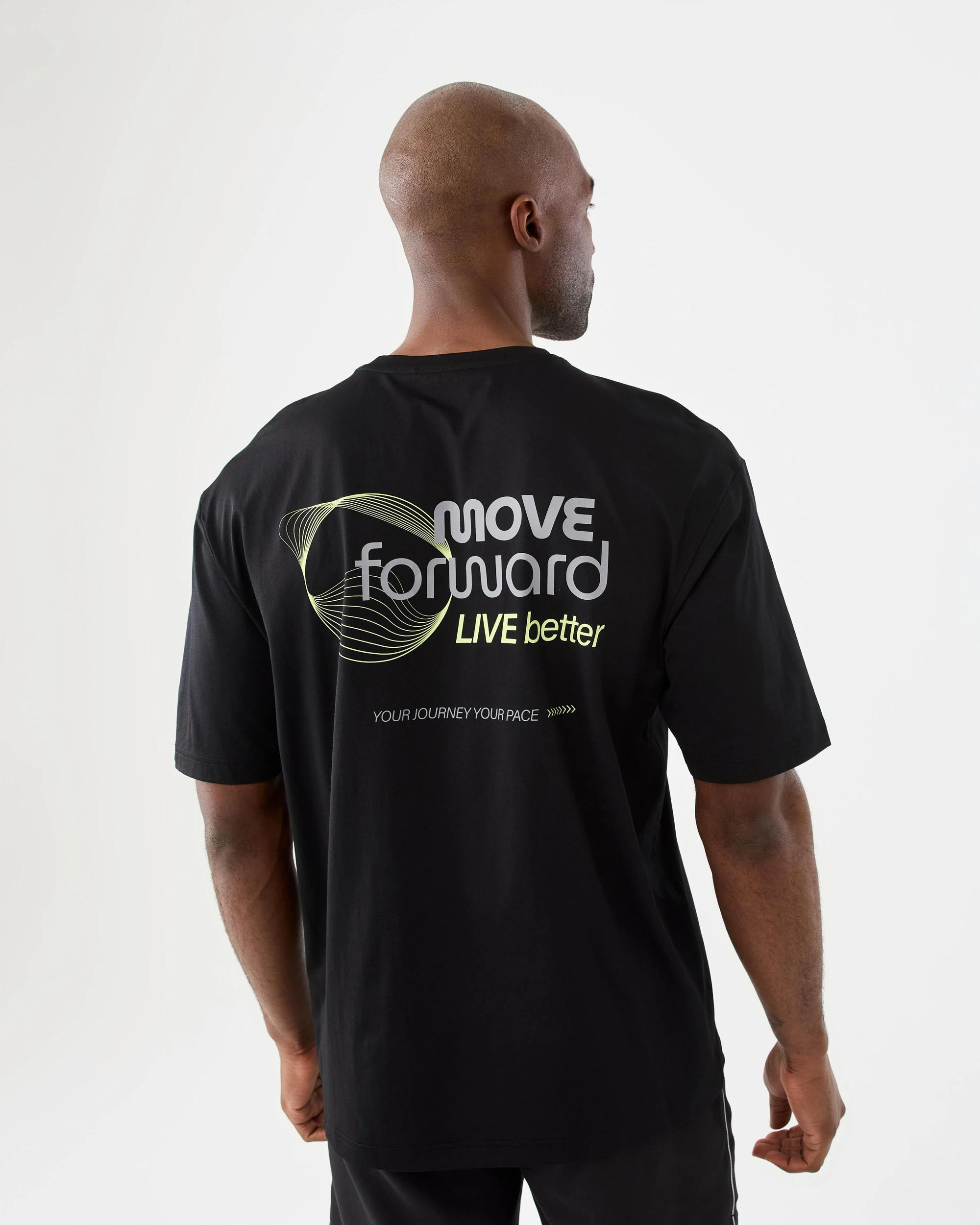 2 Active Mens Oversized Graphic T-shirt Move Black, 2 of 7