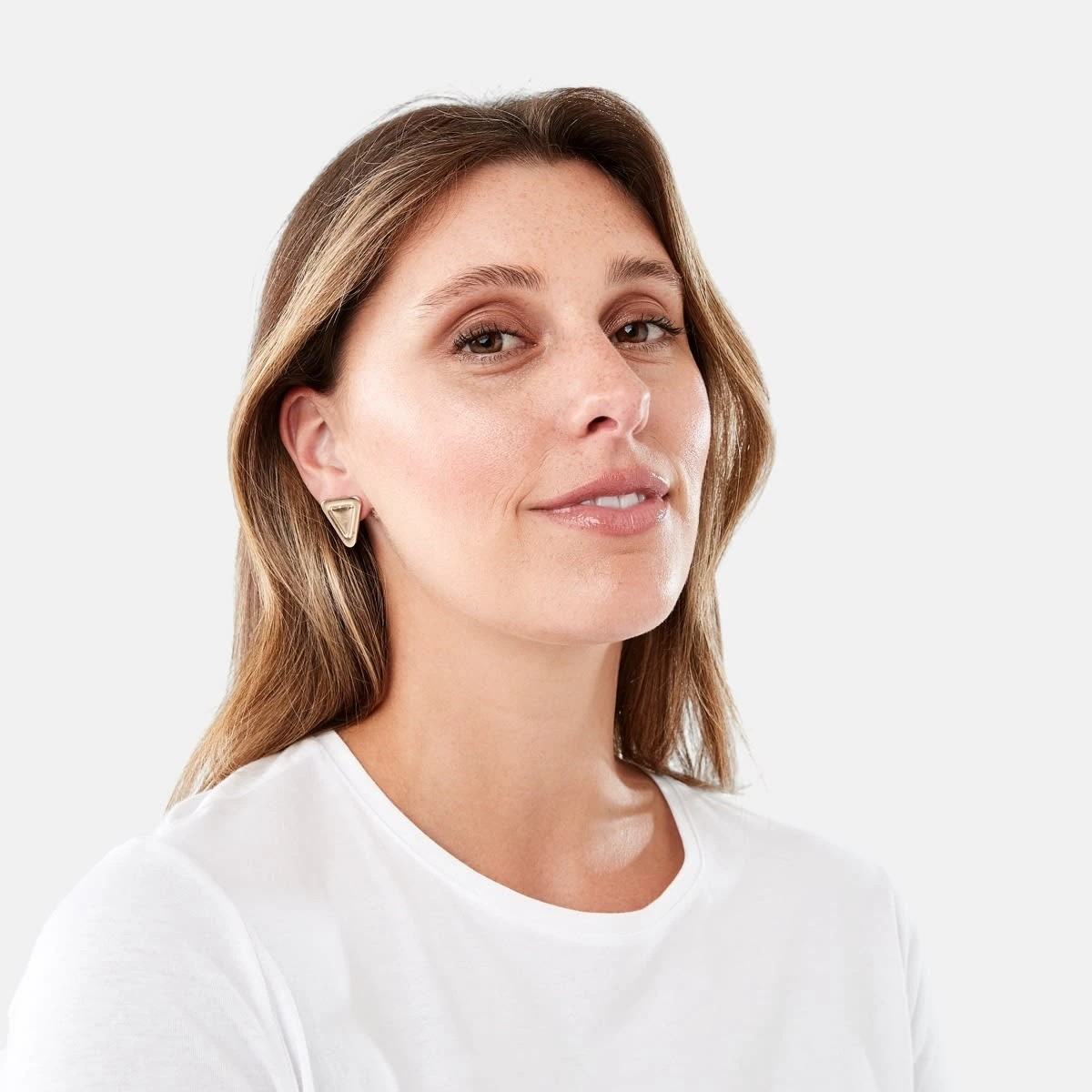 4 Triangle Stud Earrings - Gold Tone, 4 of 5