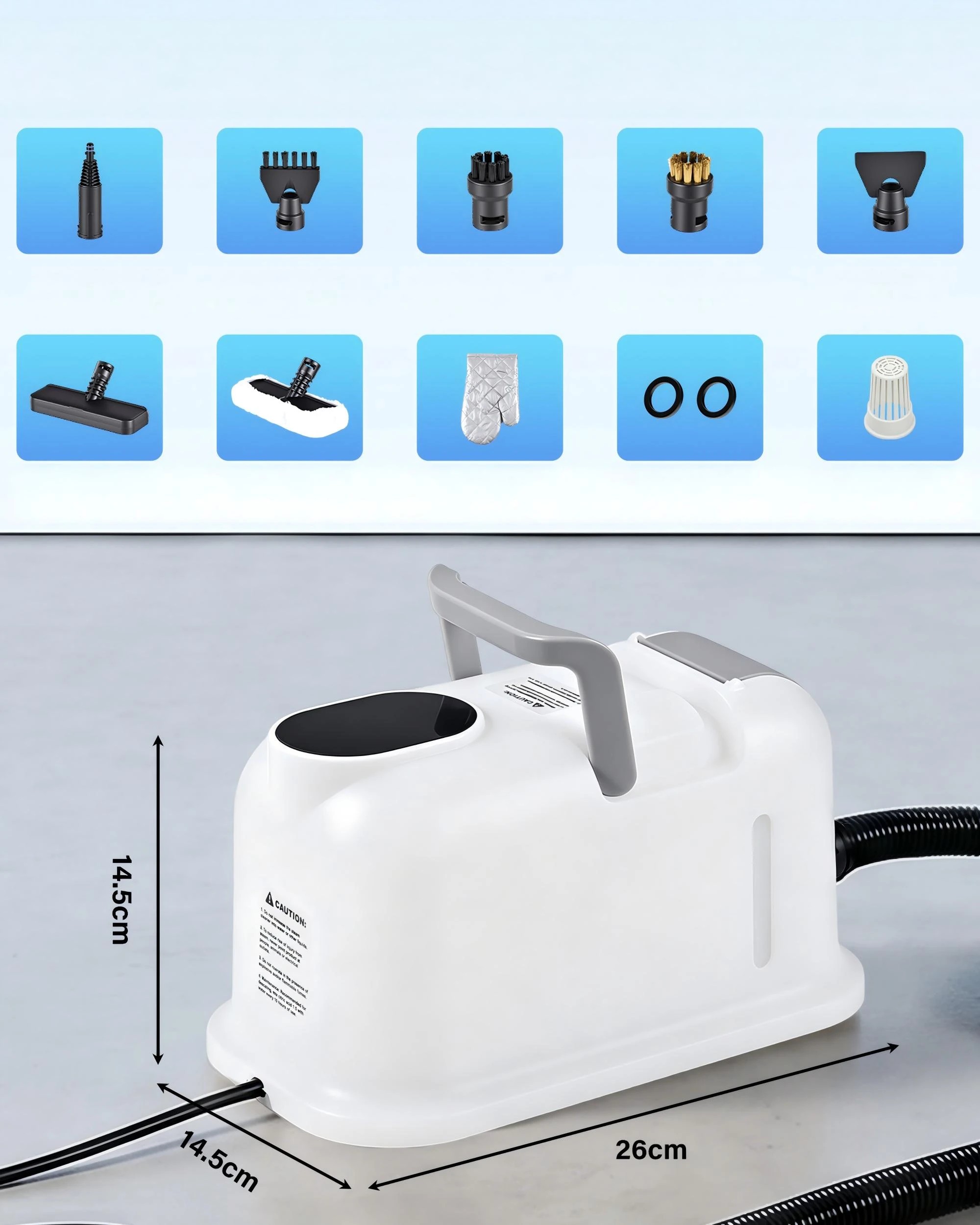 2 Yopower 1500W Steam Cleaner with 9-Level Steam 7-Brush 1.8L Tank for Home Use - White, 2 of 6