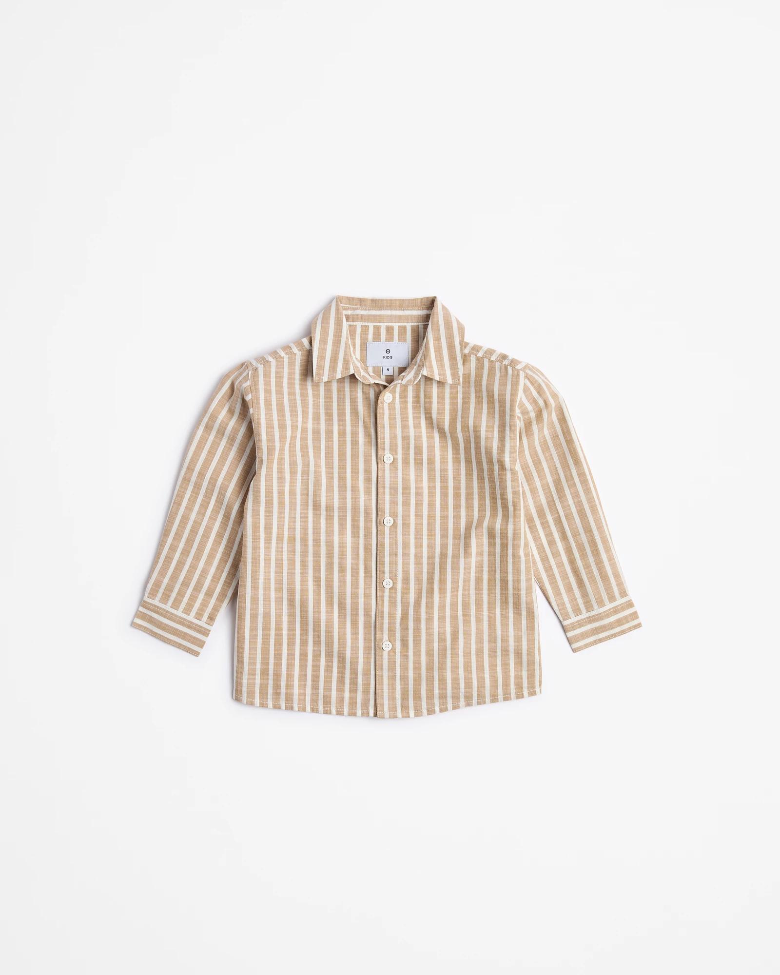 4 Target Australian Cotton Textured Shirt TAN STRIPE, 4 of 5