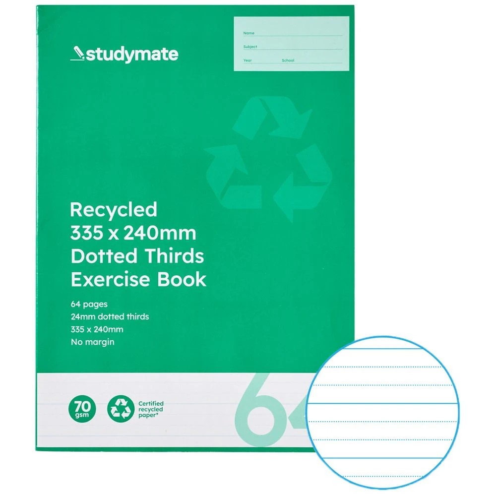 1 Studymate 335x240 Recycled 24mm Dotted Thirds Book 64 Page, 1 of 3