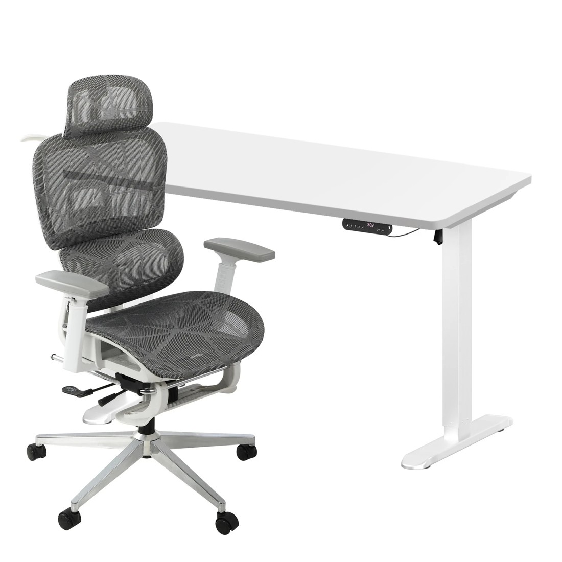 1 Oikiture Office Desk And Chair Set Mesh Ergonomic Chair Sit-stand Desk
 - Multi, 1 of 4