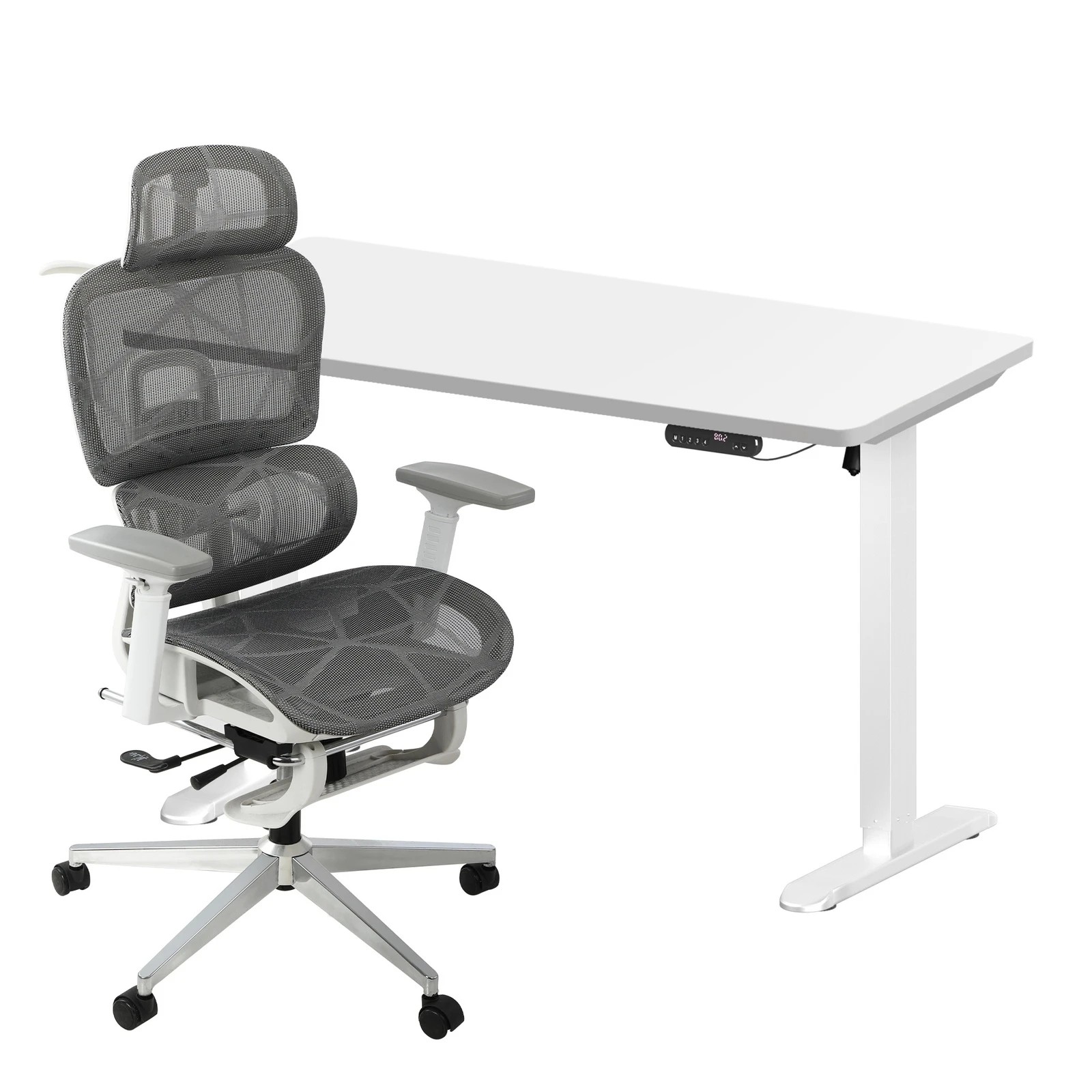 1 Oikiture Office Desk And Chair Set Mesh Ergonomic Chair Sit-stand Desk
 - Multi, 1 of 4
