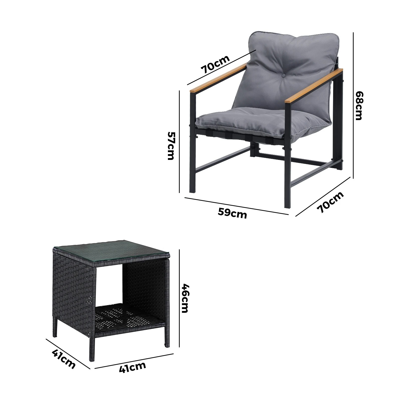 10 Livsip 3 Piece Outdoor Patio Set Lounge Setting Garden Furniture Rattan Table
 - Multi, 10 of 10