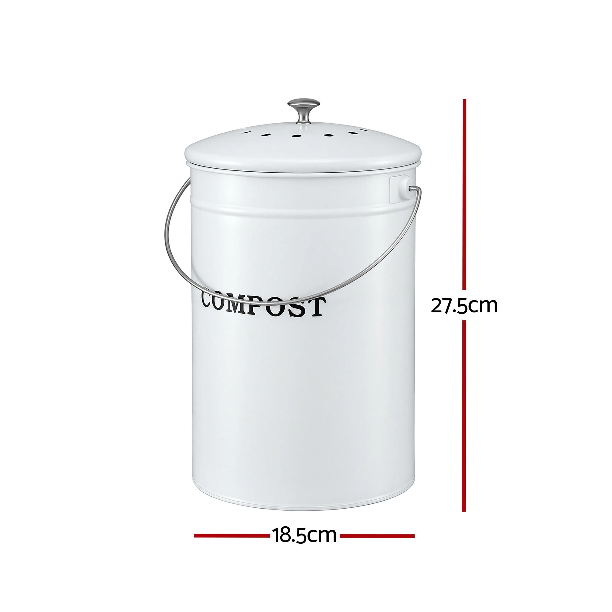 2 Gardeon Kitchen Compost Bin 6L Food Waste Bin - White, 2 of 9